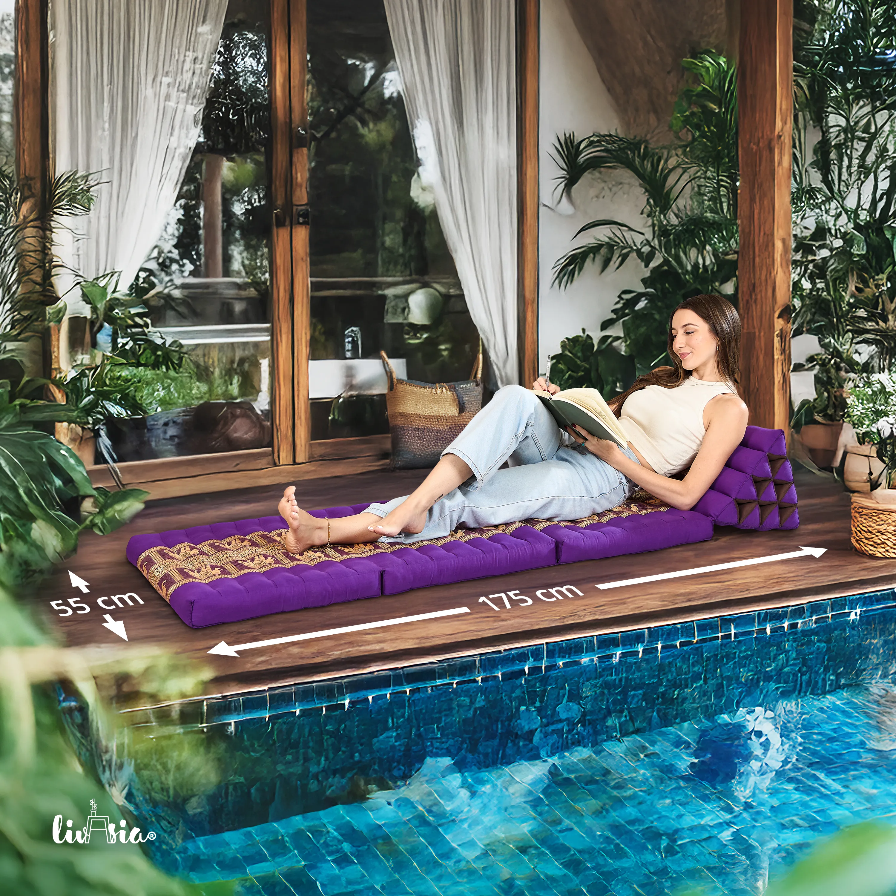 Coussin thaï avec matelas 3 parties en kapok, Deluxe