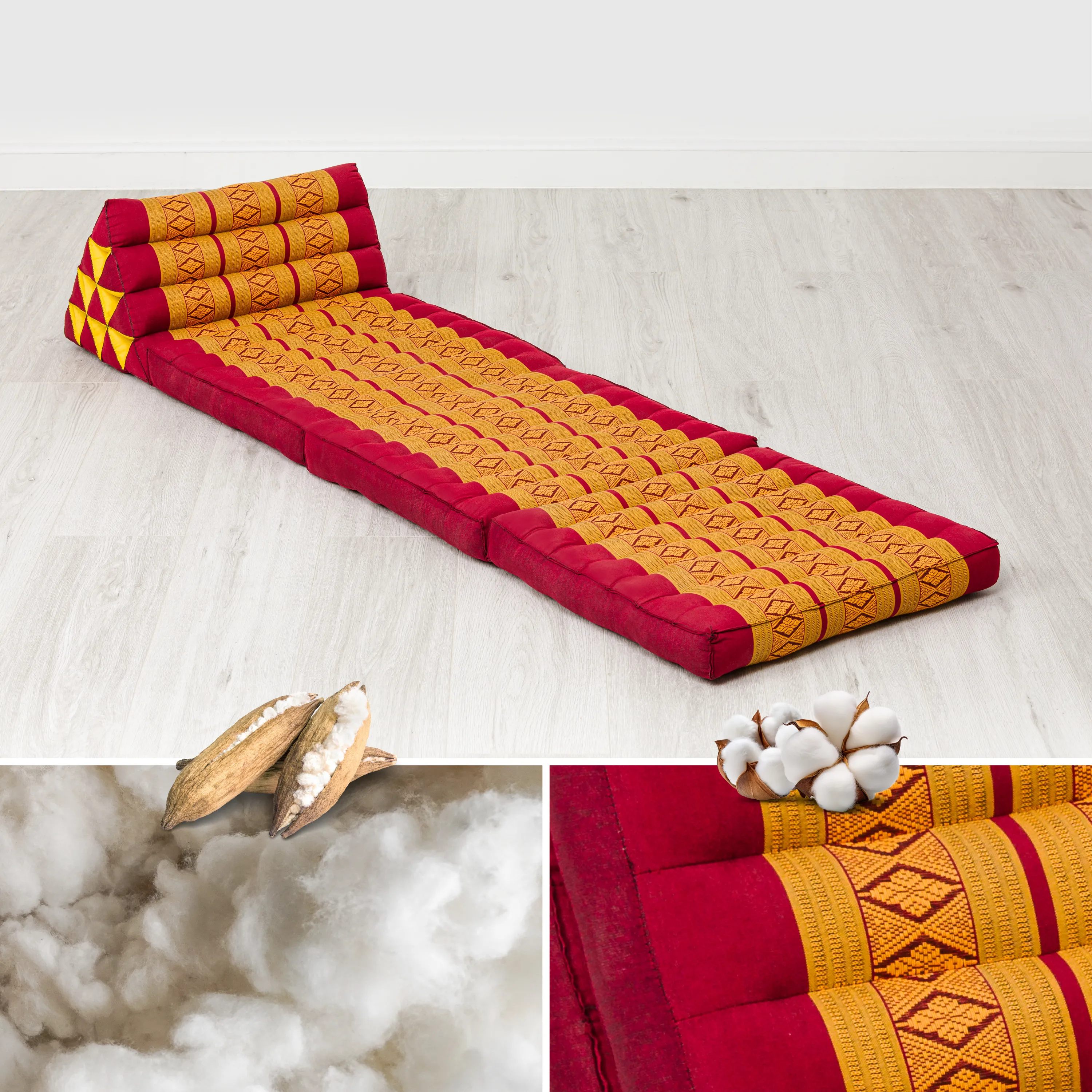 Coussin thaï avec matelas 3 parties en kapok, Classic