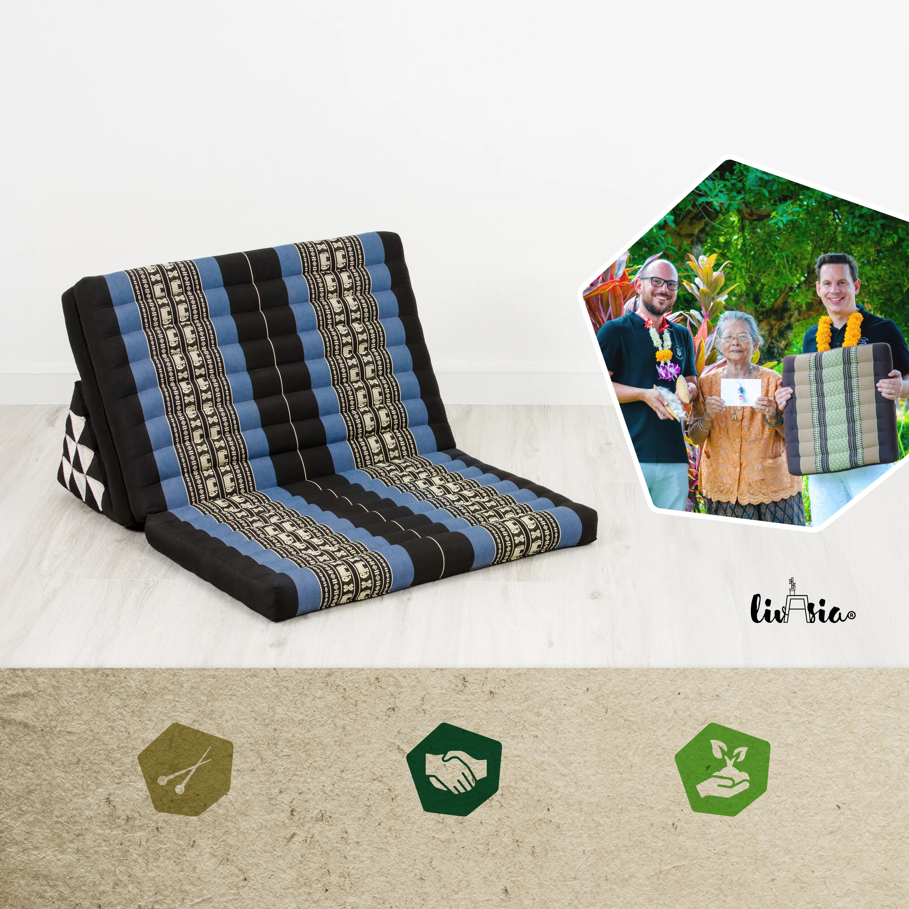 Coussin thaï en kapok largeur XXL