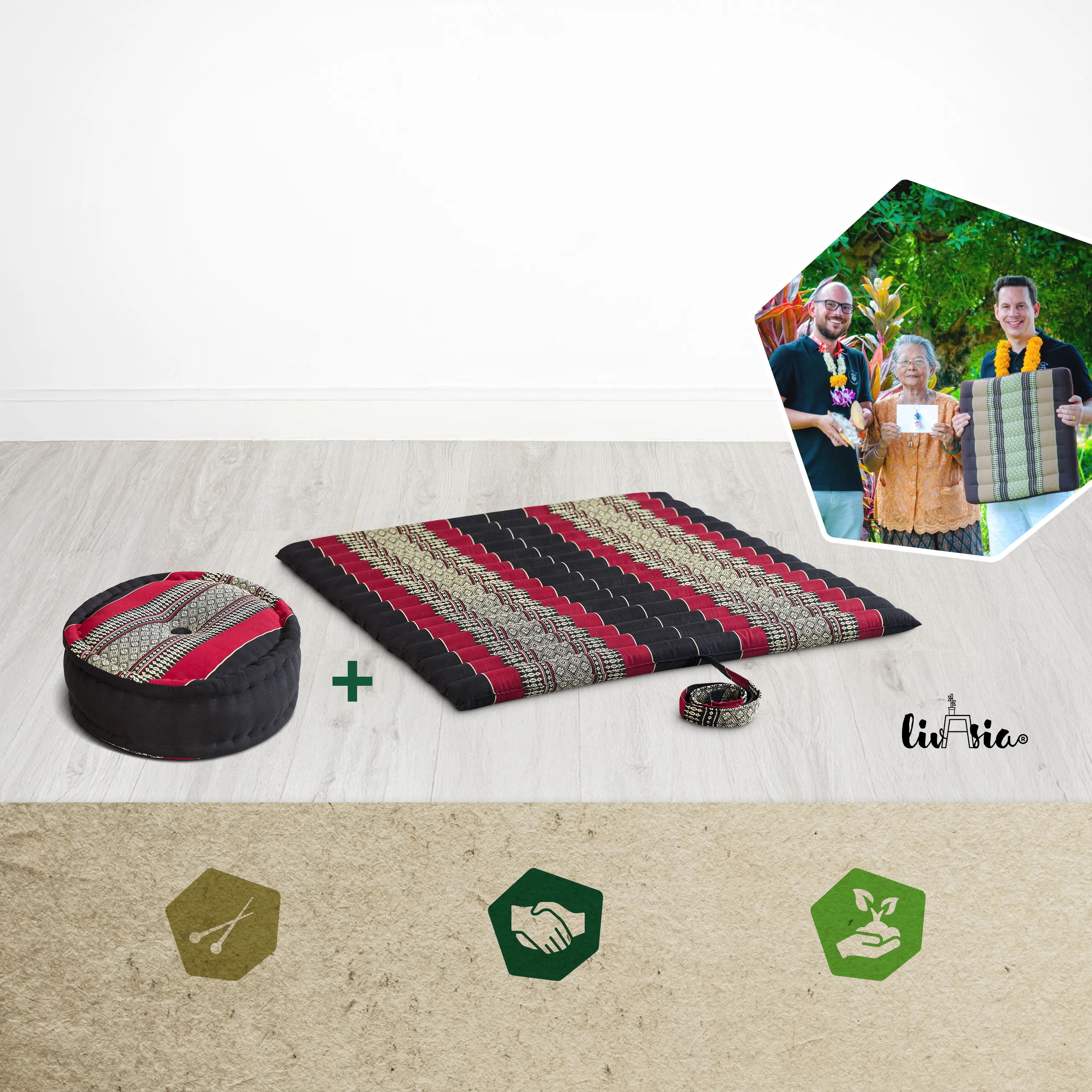 Set de coussins de méditation en kapok XL
