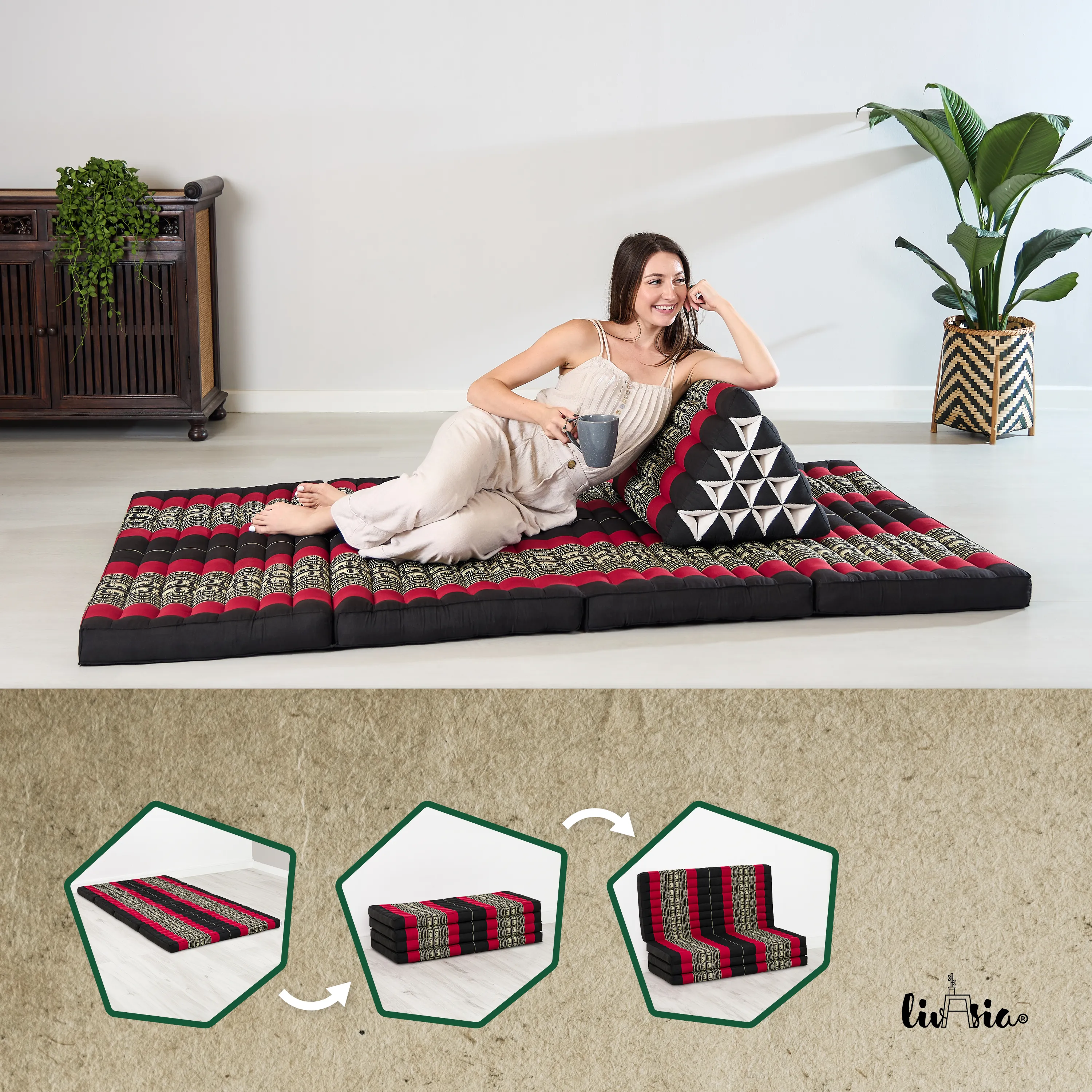 Matelas pliable en kapok, 110 cm de large, Classic