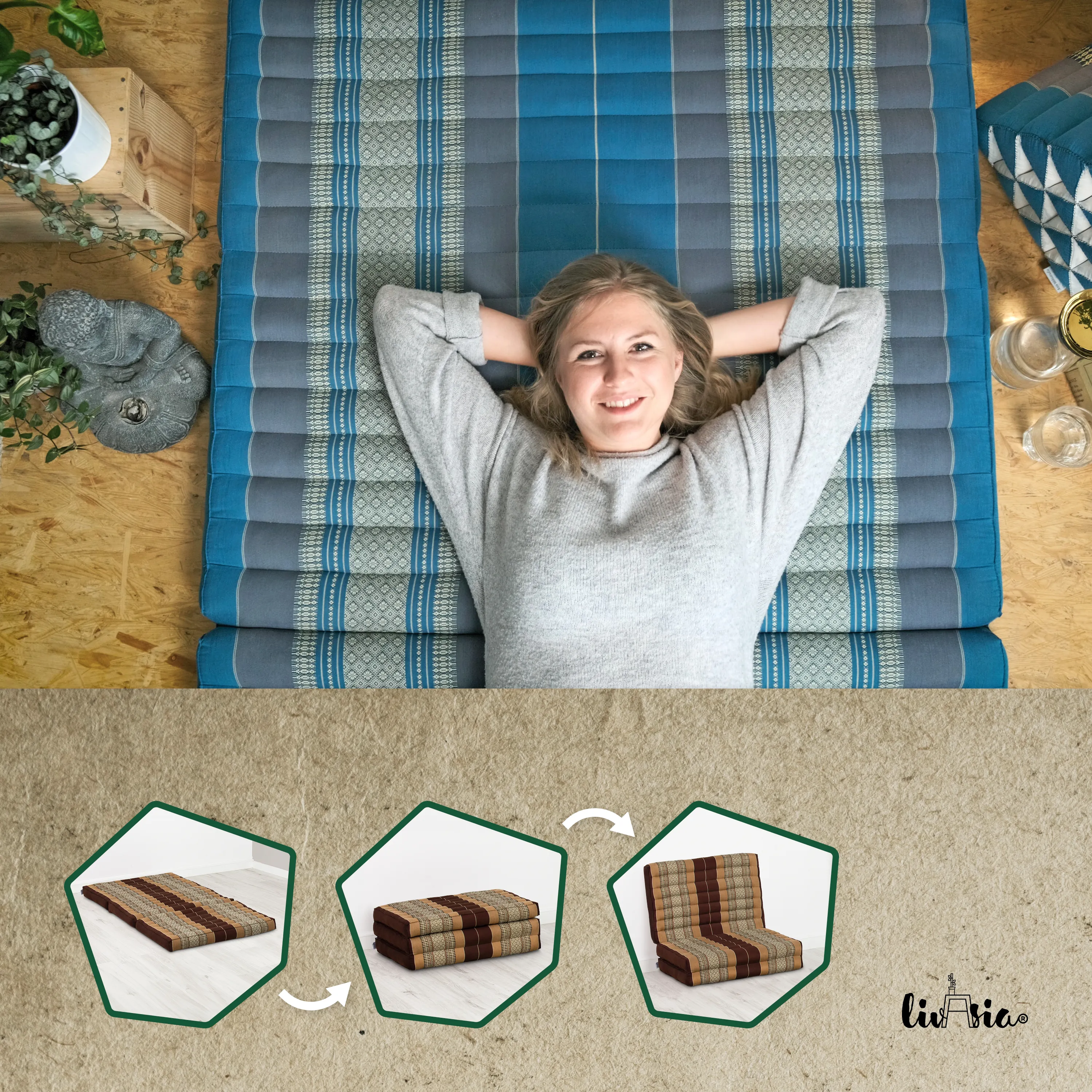 Matelas pliable pour enfant en kapok, 70 cm de large