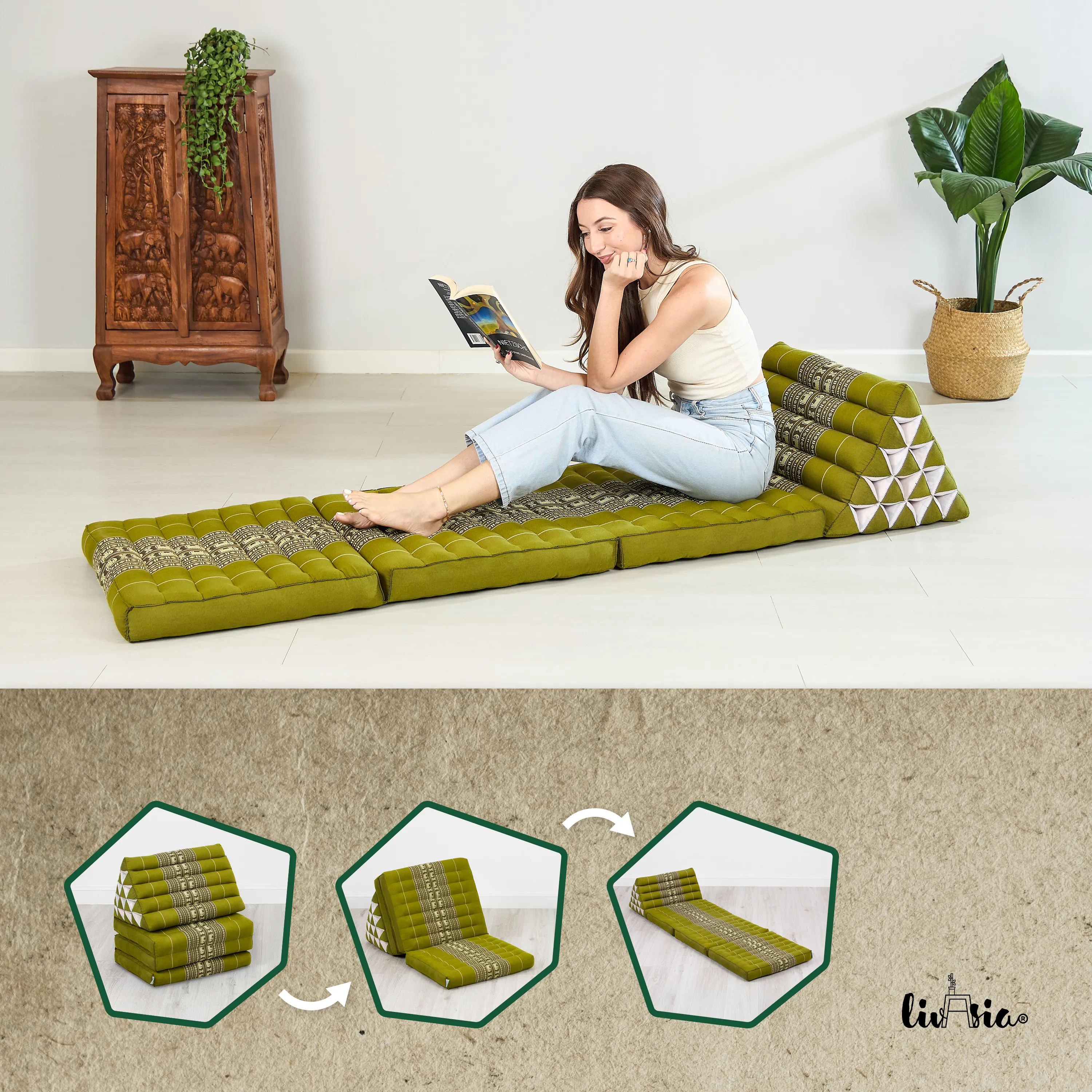 Coussin thaï en kapok hauteur XXL