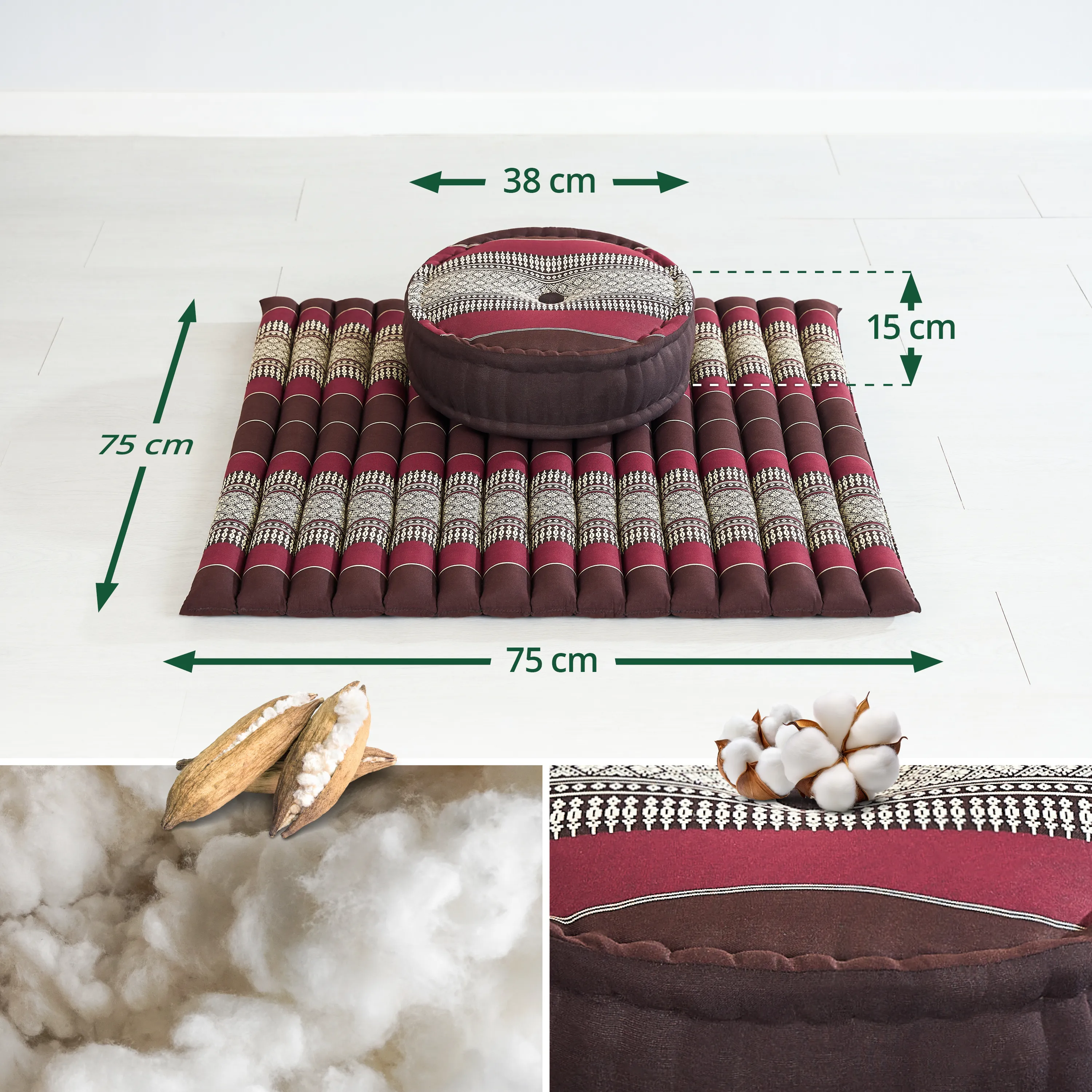 Set de coussins de méditation en kapok XL