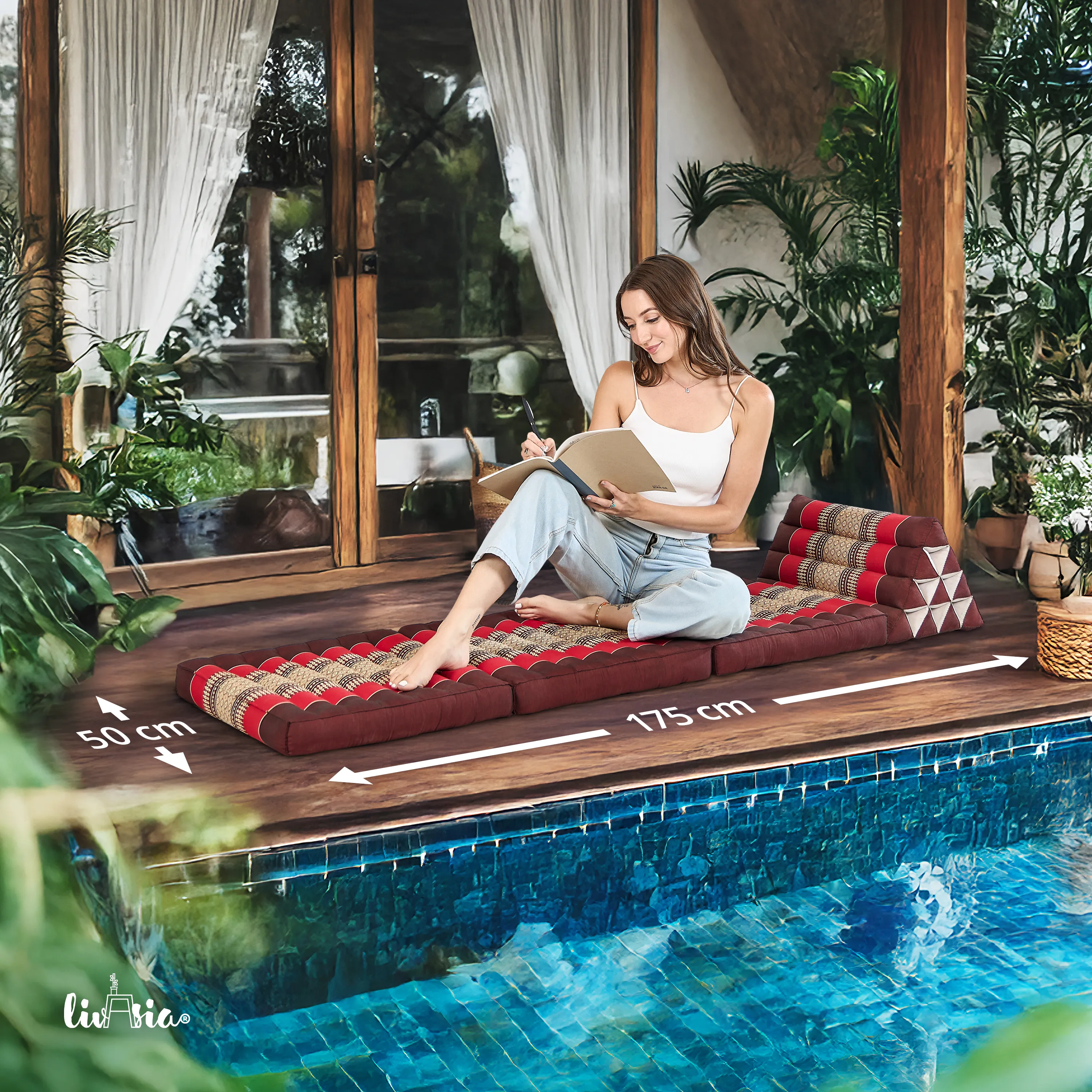 Coussin thaï avec matelas 3 parties en kapok, Classic