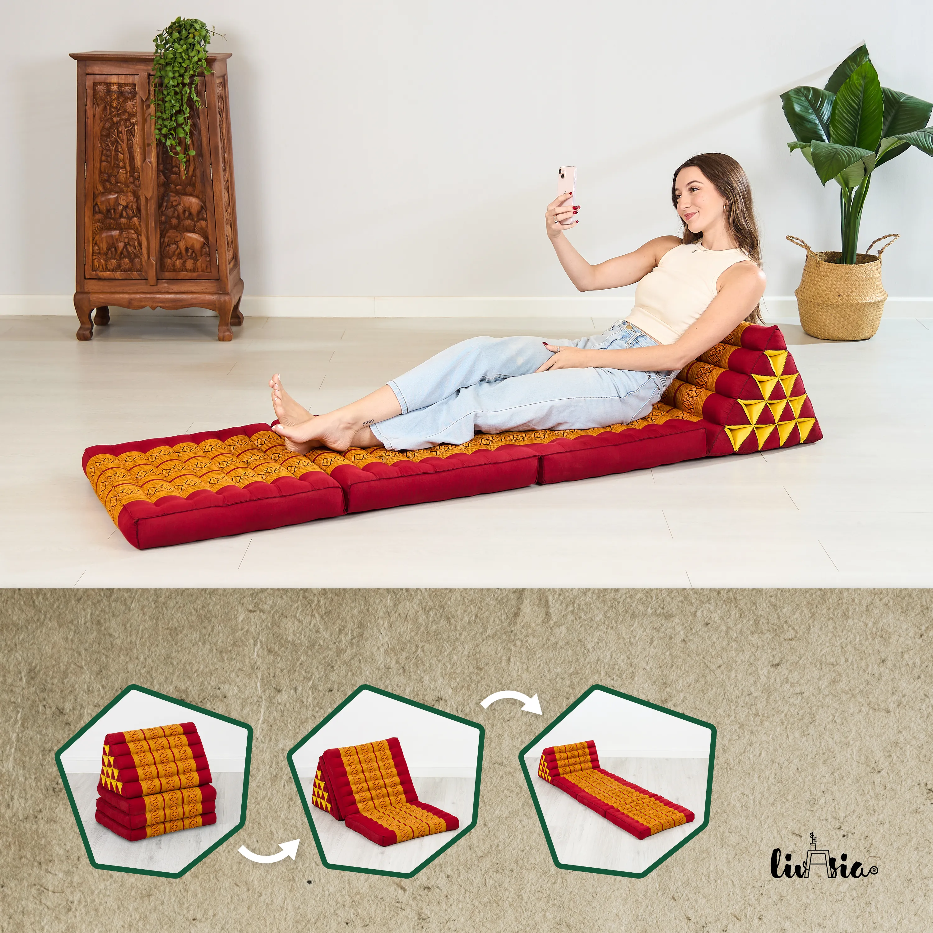 Coussin thaï en kapok hauteur XXL