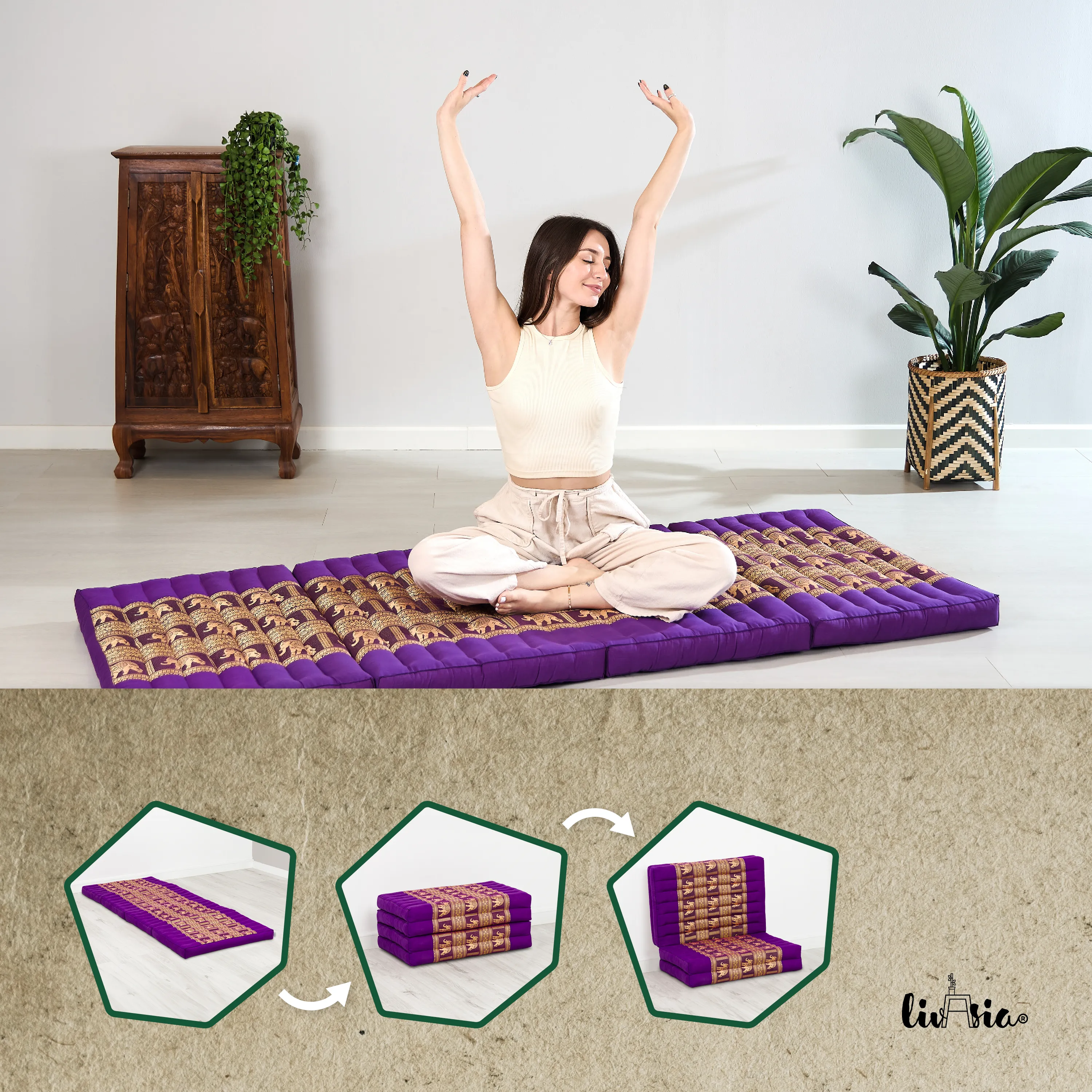 Matelas pliable en kapok, 80 cm de large, Deluxe