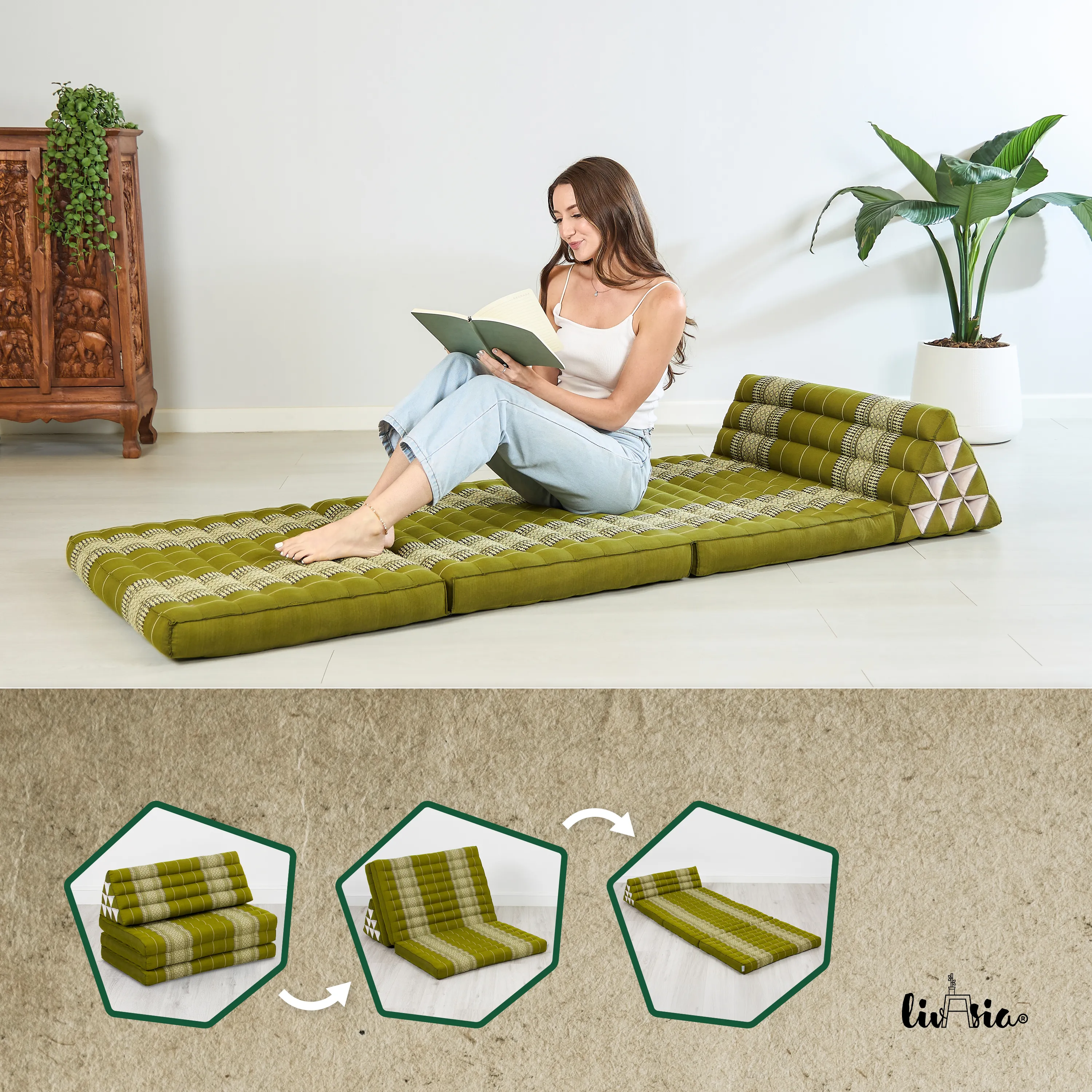 Coussin thaï en kapok largeur XXL