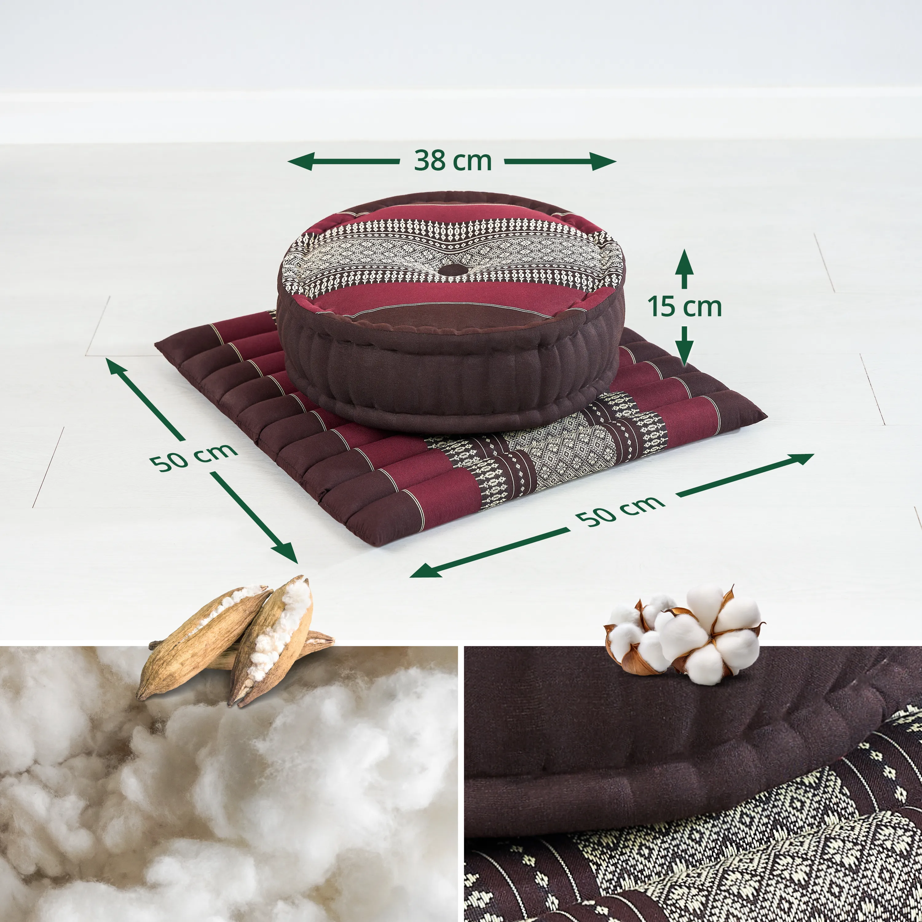Set de coussins de méditation en kapok L