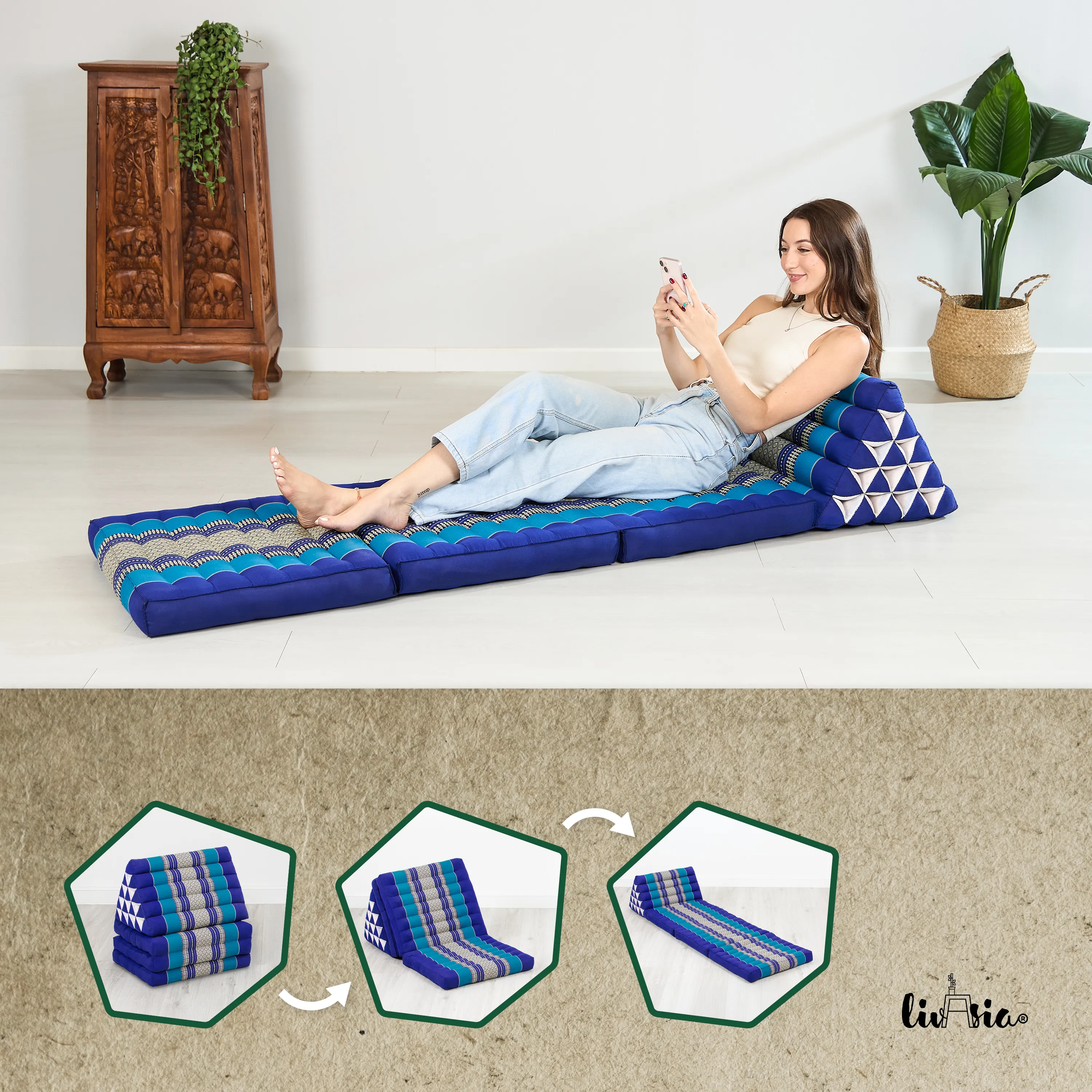 Coussin thaï en kapok hauteur XXL