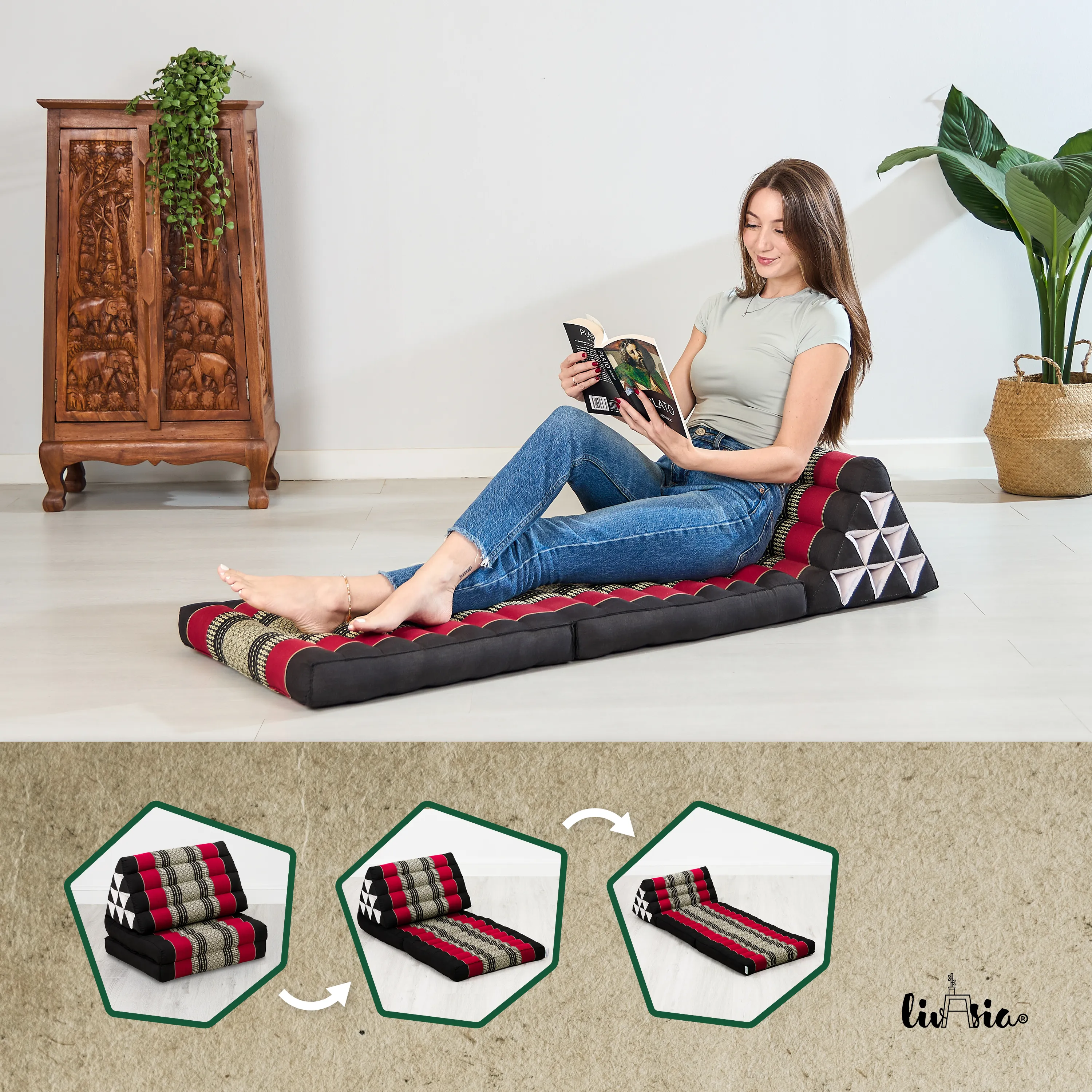 Coussin thaï avec matelas 2 parties en kapok