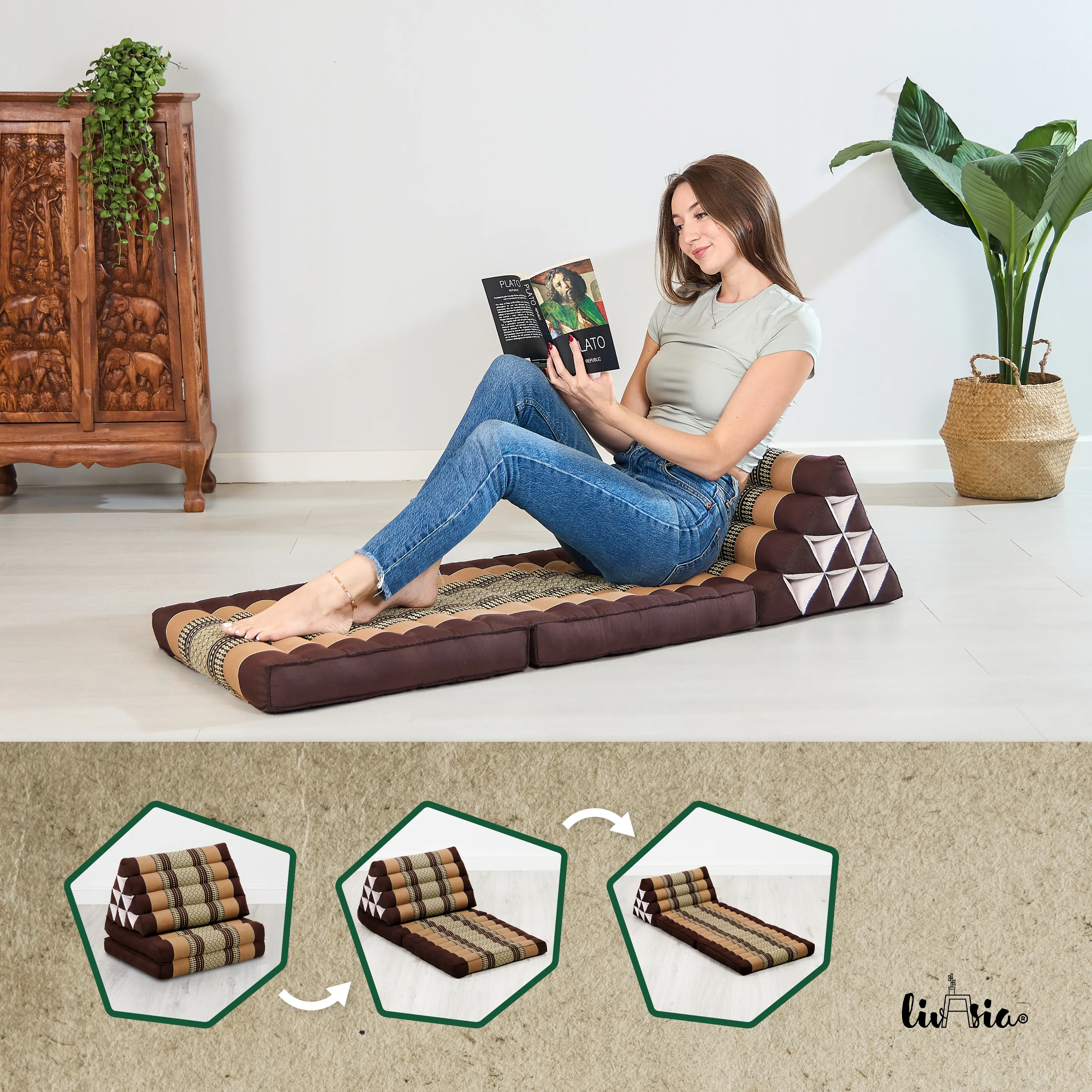 Coussin thaï avec matelas 2 parties en kapok