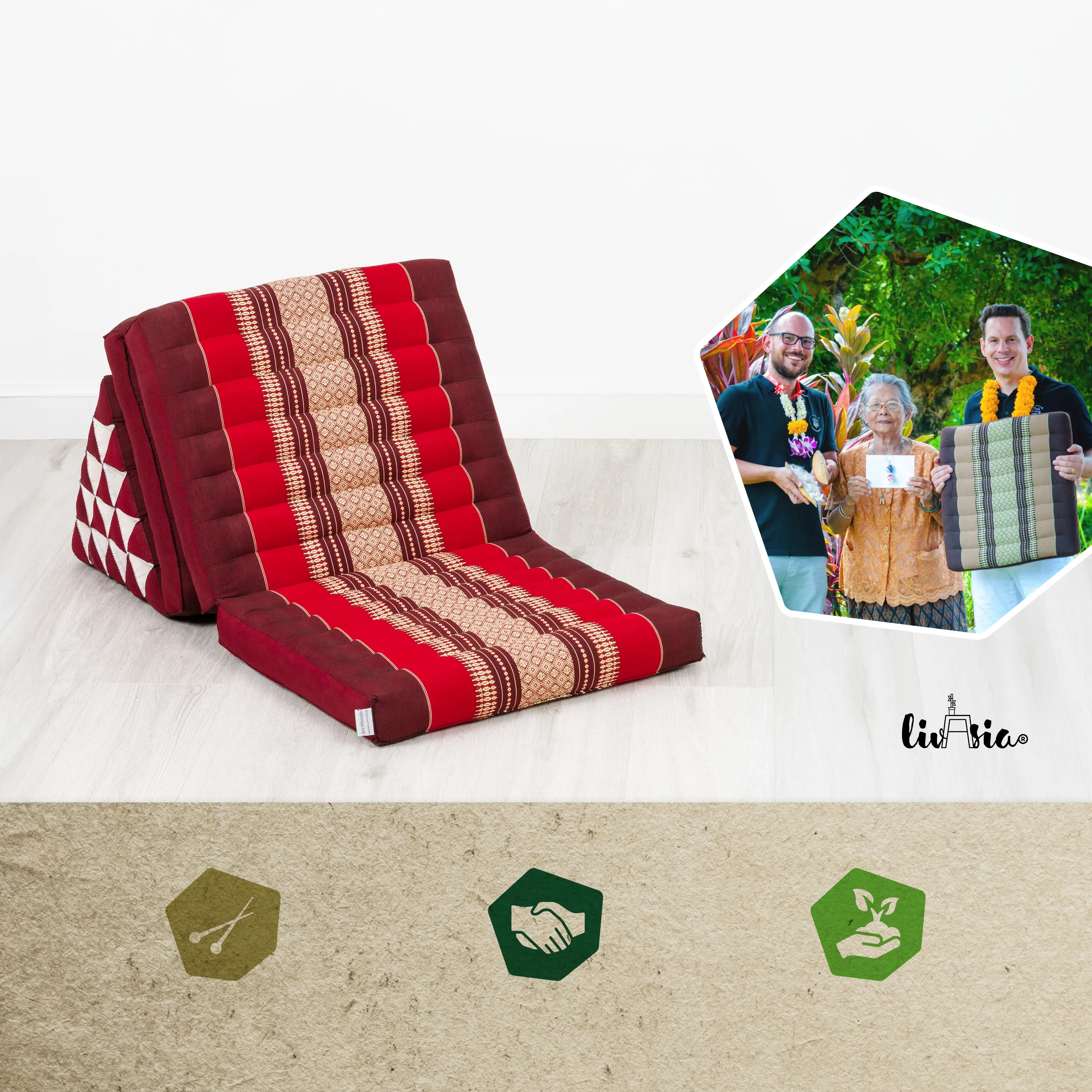 Coussin thaï en kapok hauteur XXL