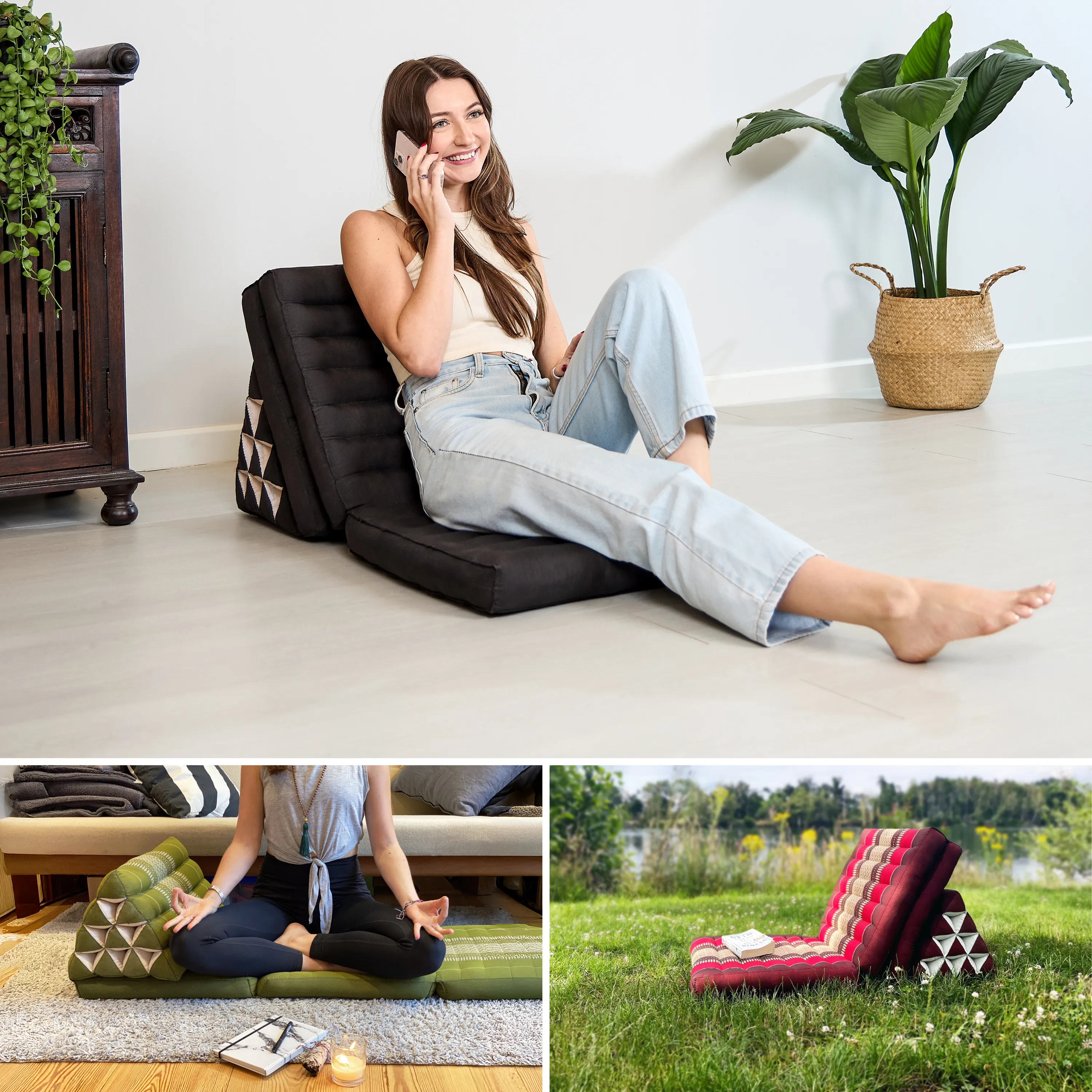 Coussin thaï avec matelas 3 parties en kapok, Basic