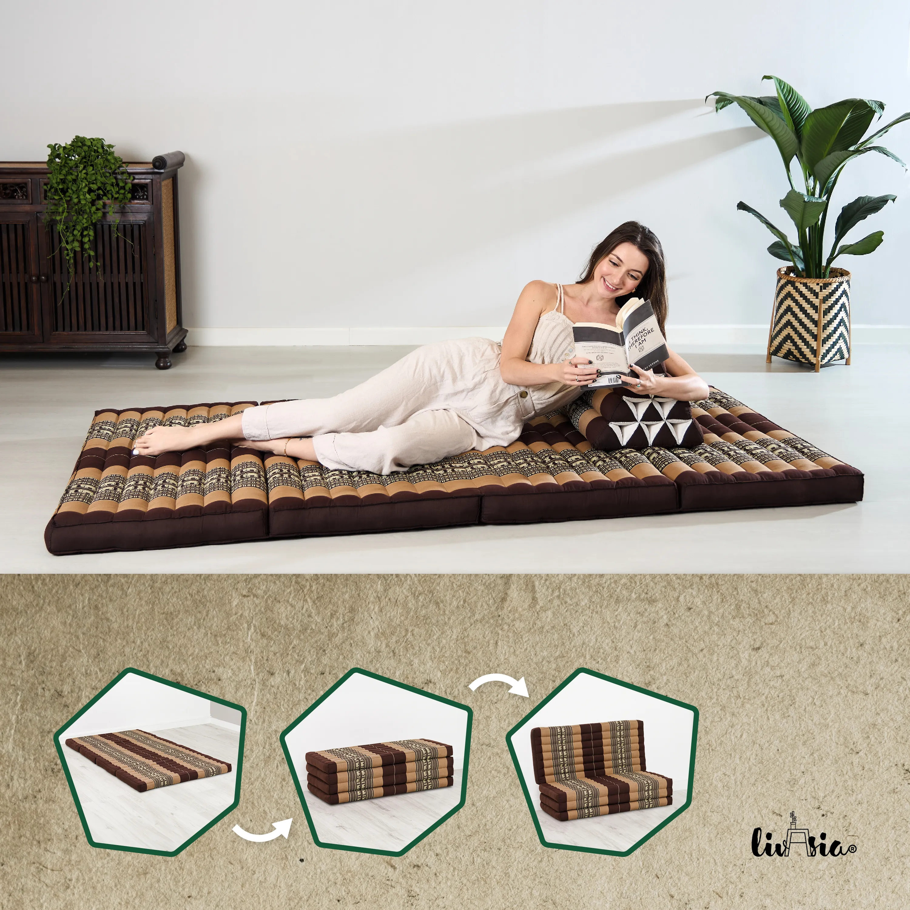 Matelas pliable en kapok, 110 cm de large, Classic
