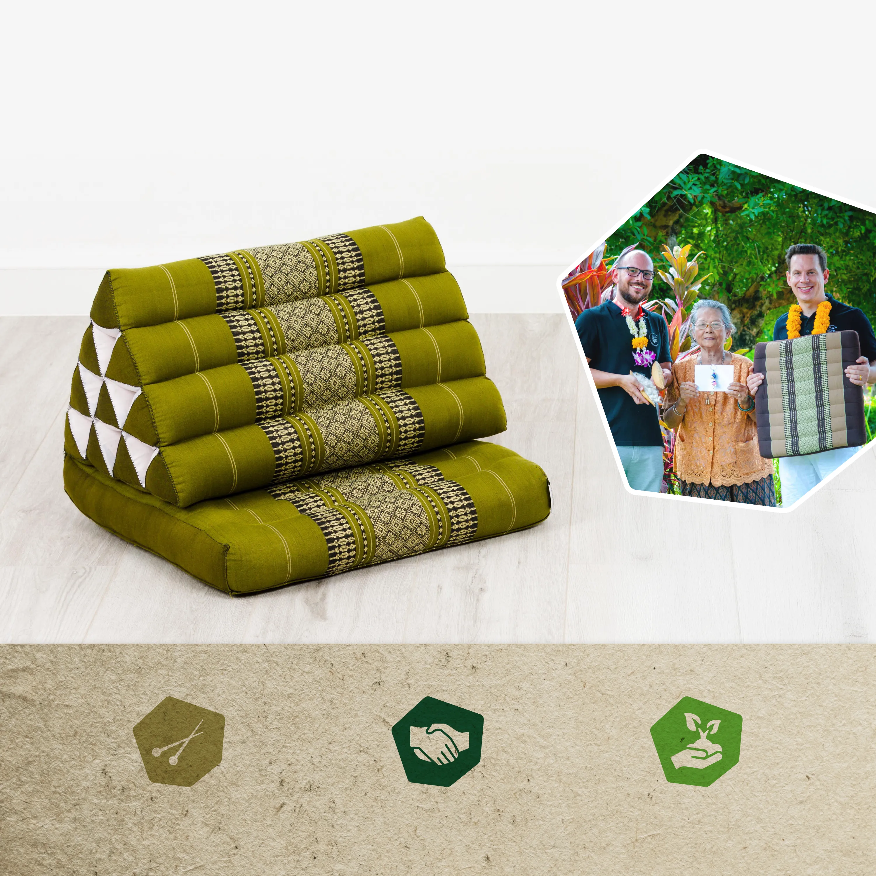 Coussin thaï avec matelas 1 partie en kapok