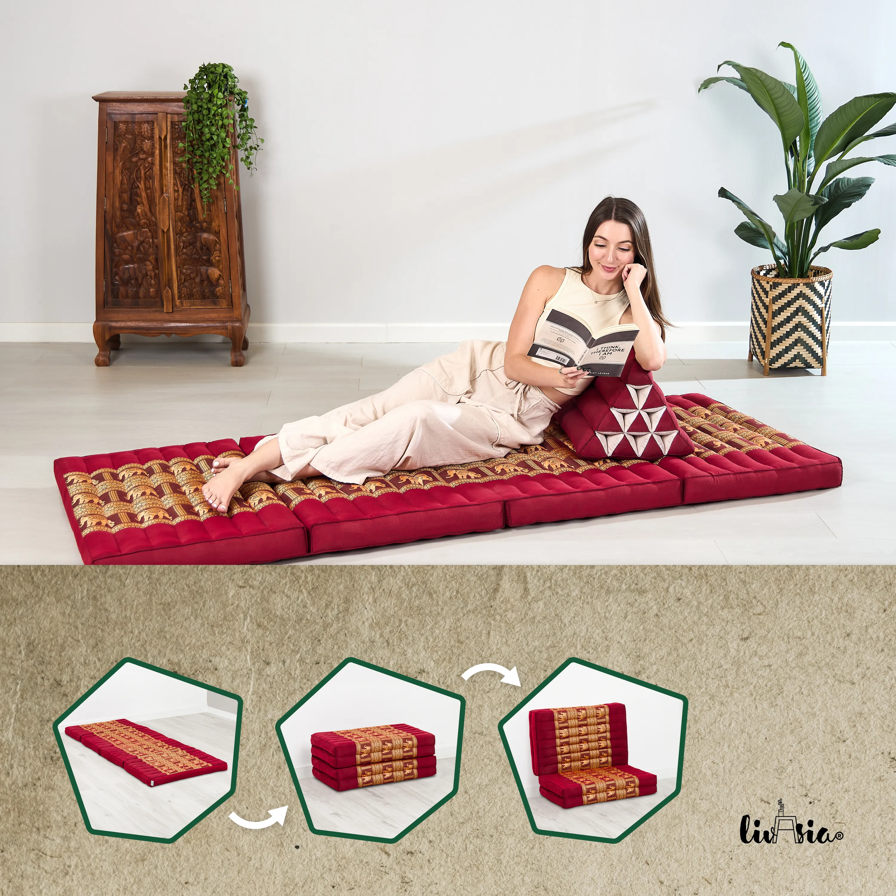 Matelas pliable en kapok, 80 cm de large, Deluxe