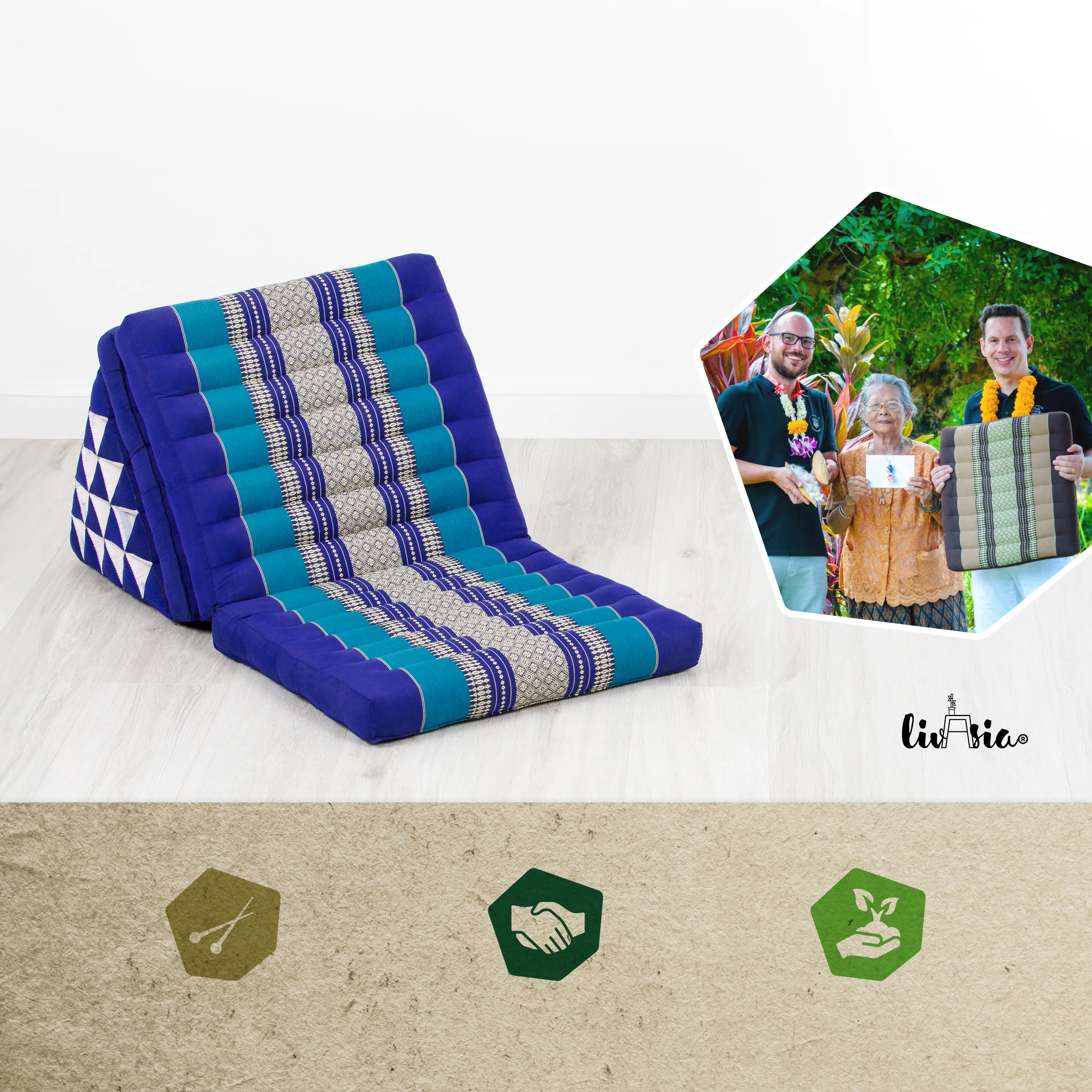 Coussin thaï en kapok hauteur XXL