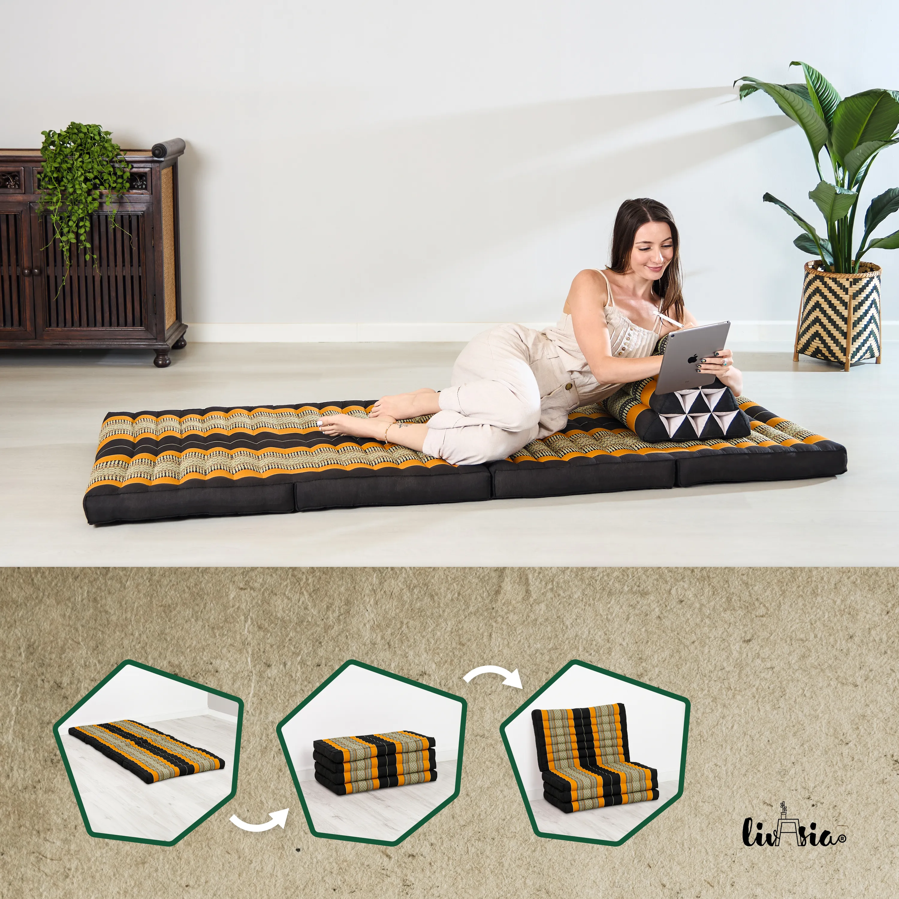 Matelas pliable en kapok, 80 cm de large, Classic