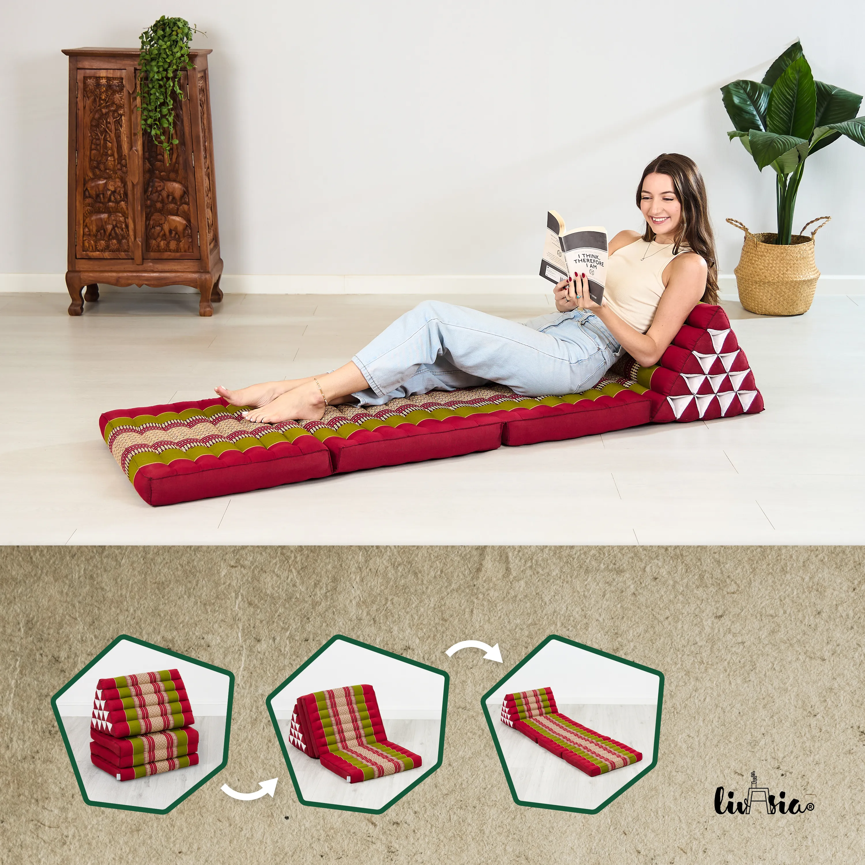 Coussin thaï en kapok hauteur XXL