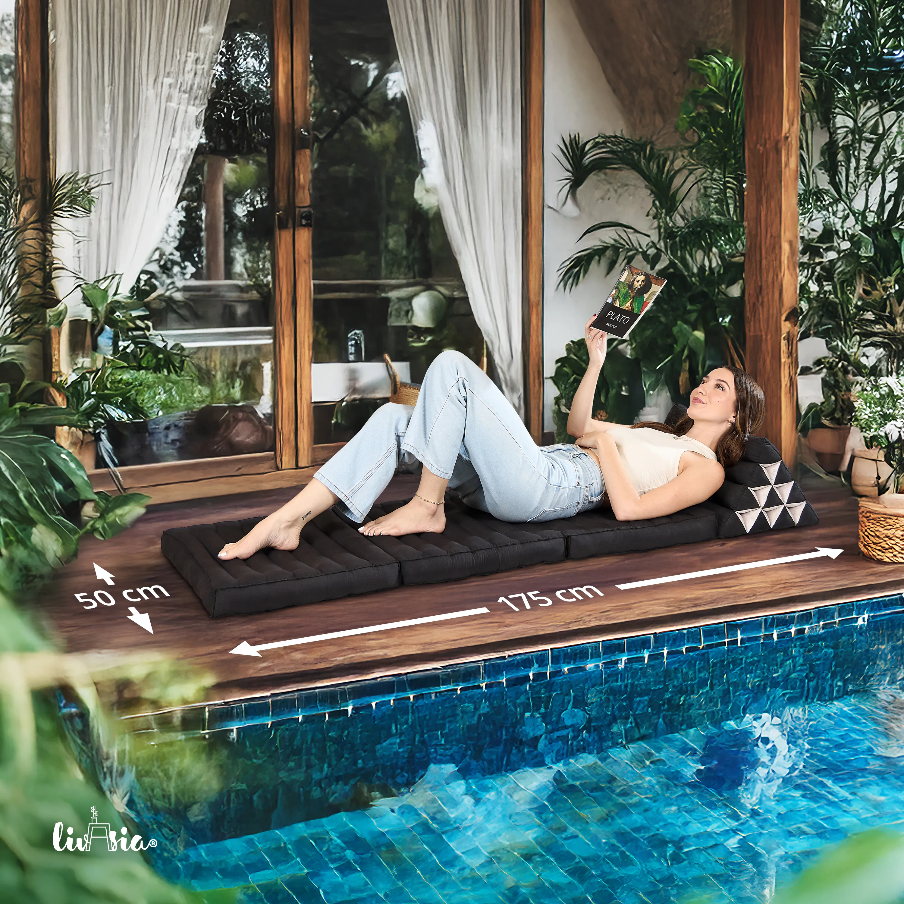 Coussin thaï avec matelas 3 parties en kapok, Basic