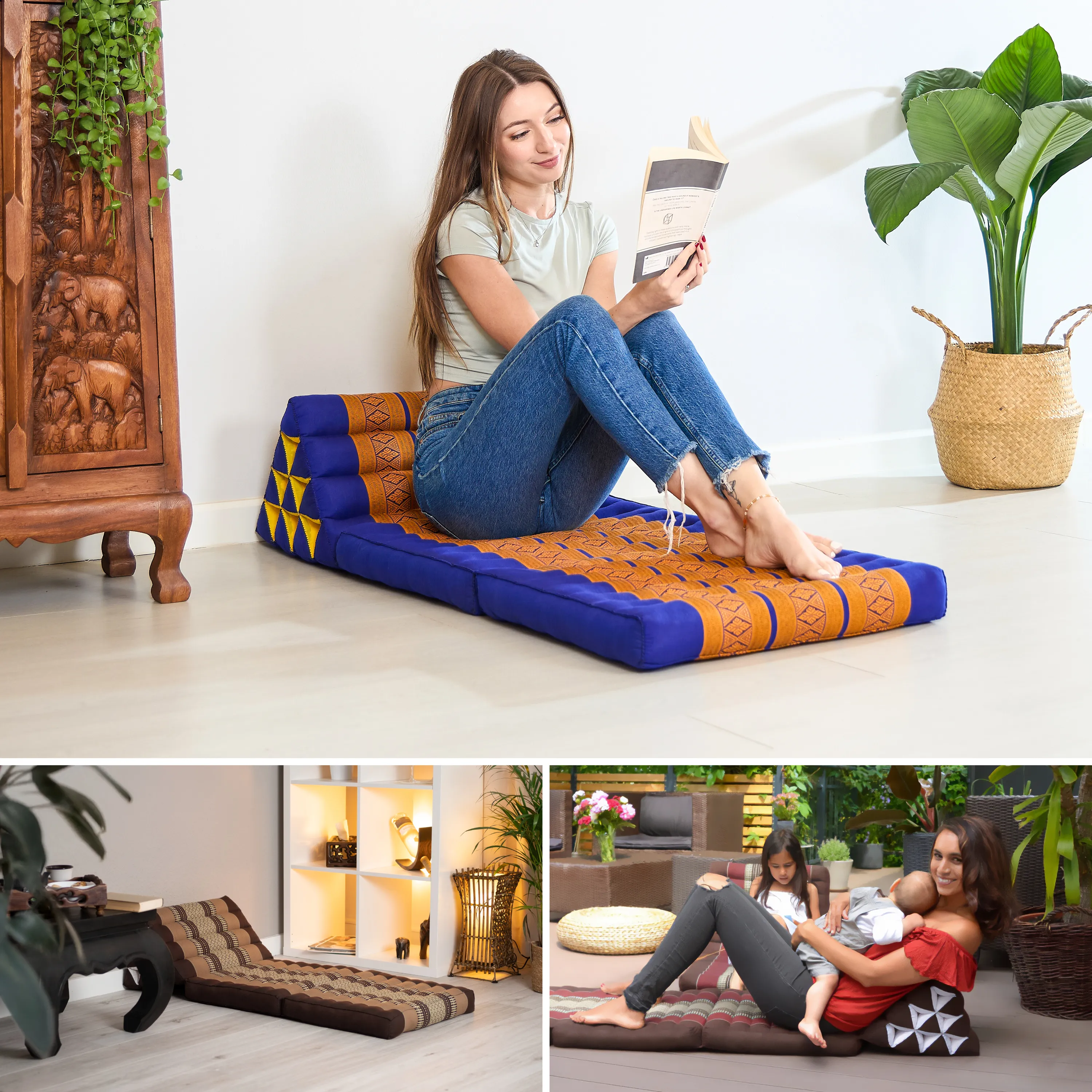 Coussin thaï avec matelas 2 parties en kapok