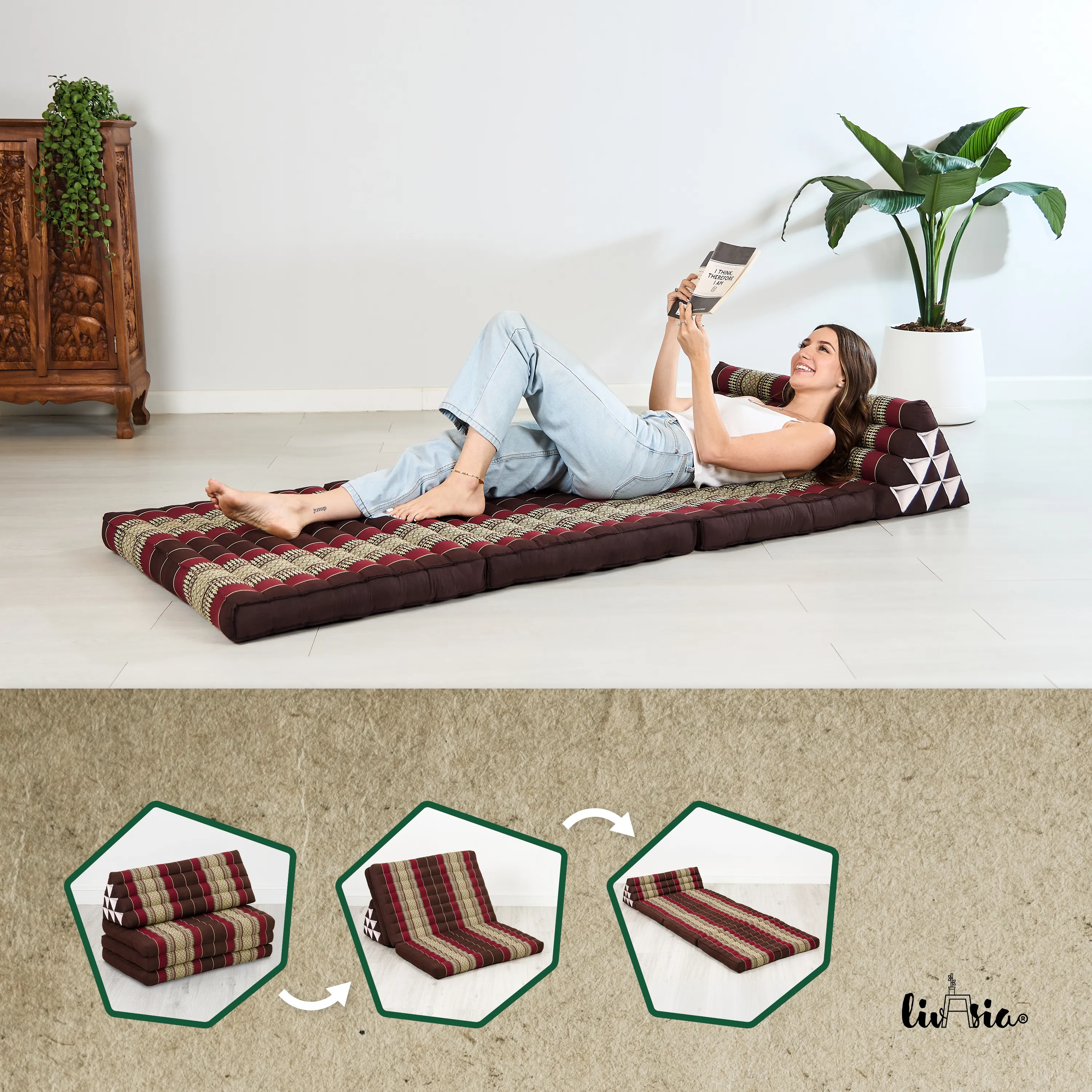 Coussin thaï en kapok largeur XXL