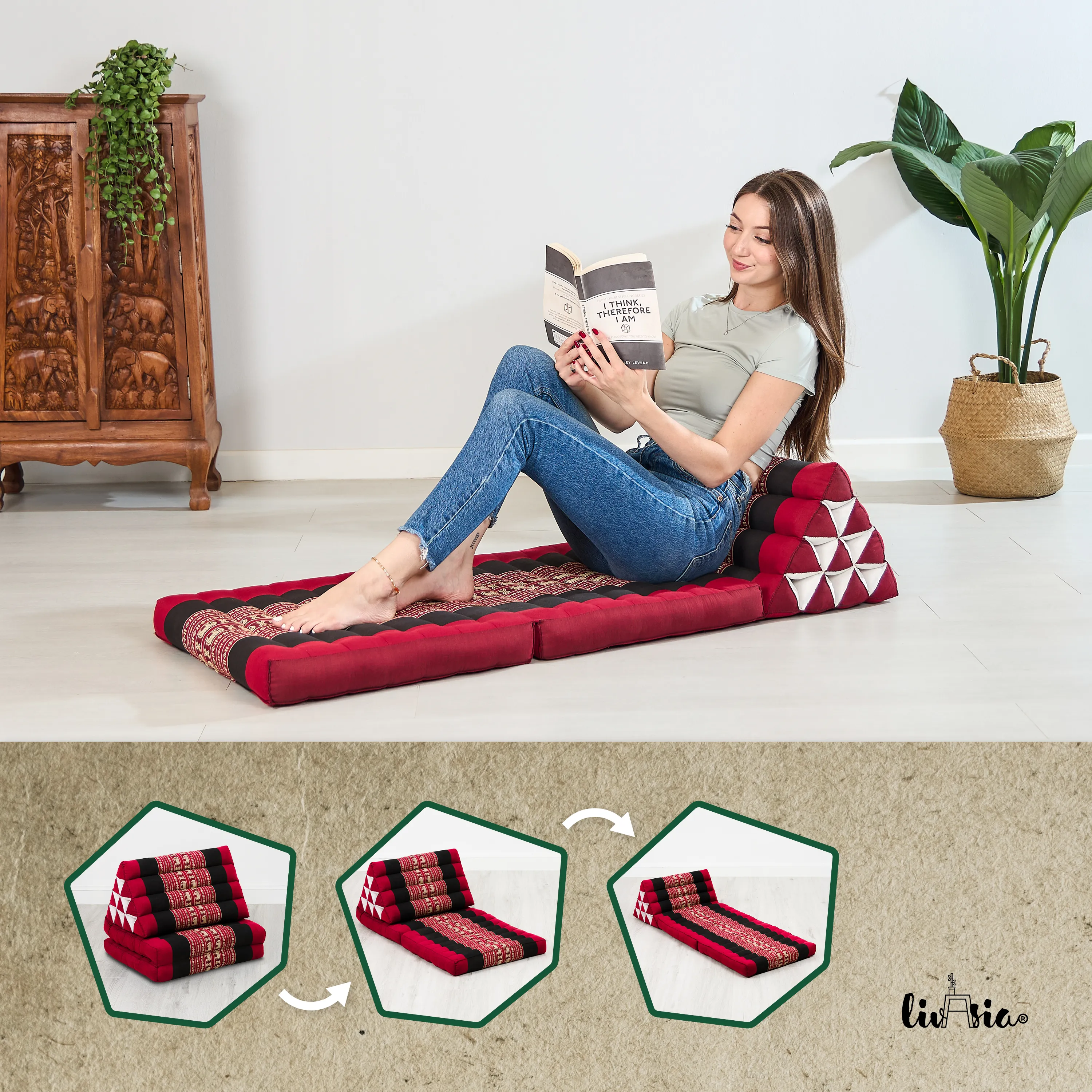 Coussin thaï avec matelas 2 parties en kapok