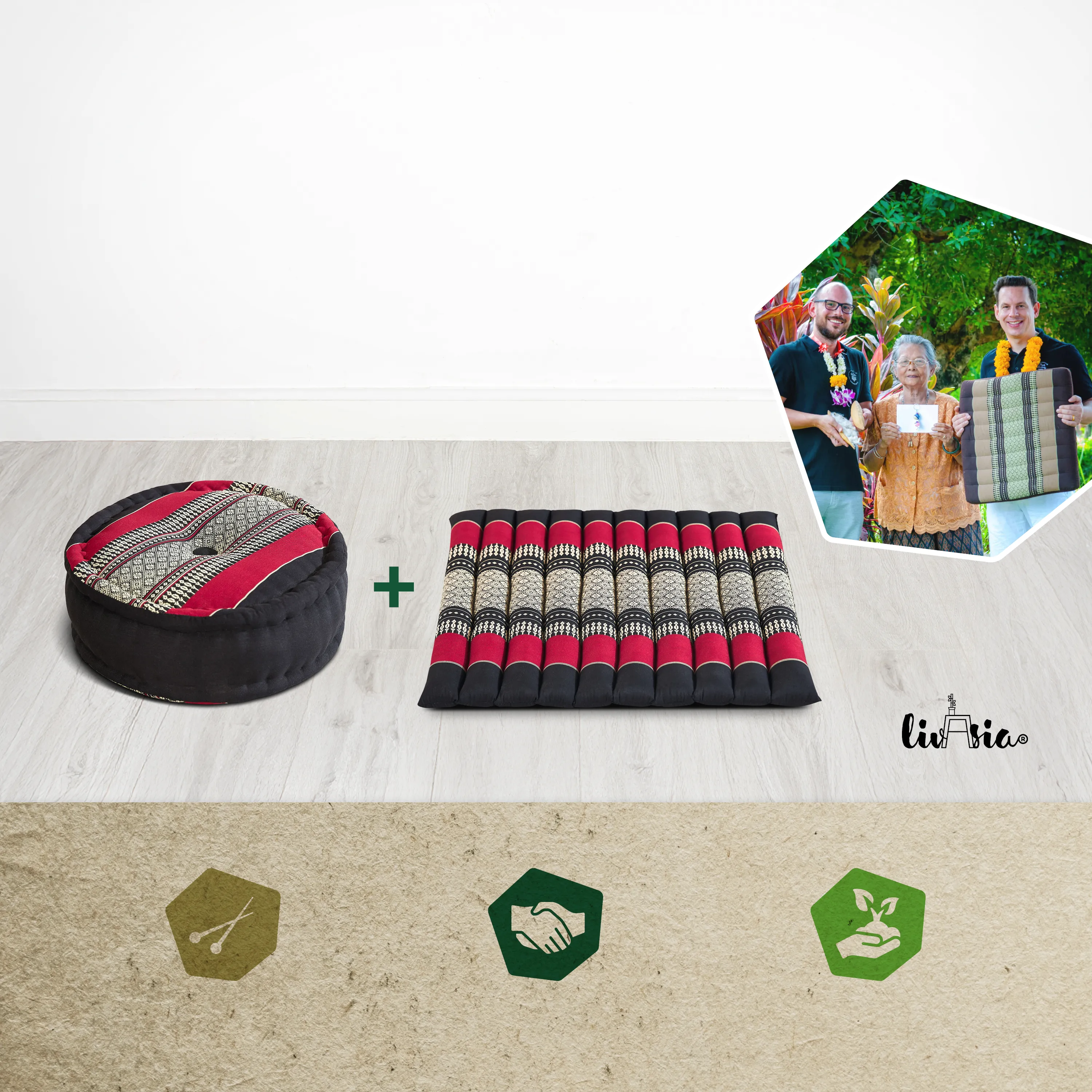Set de coussins de méditation en kapok L