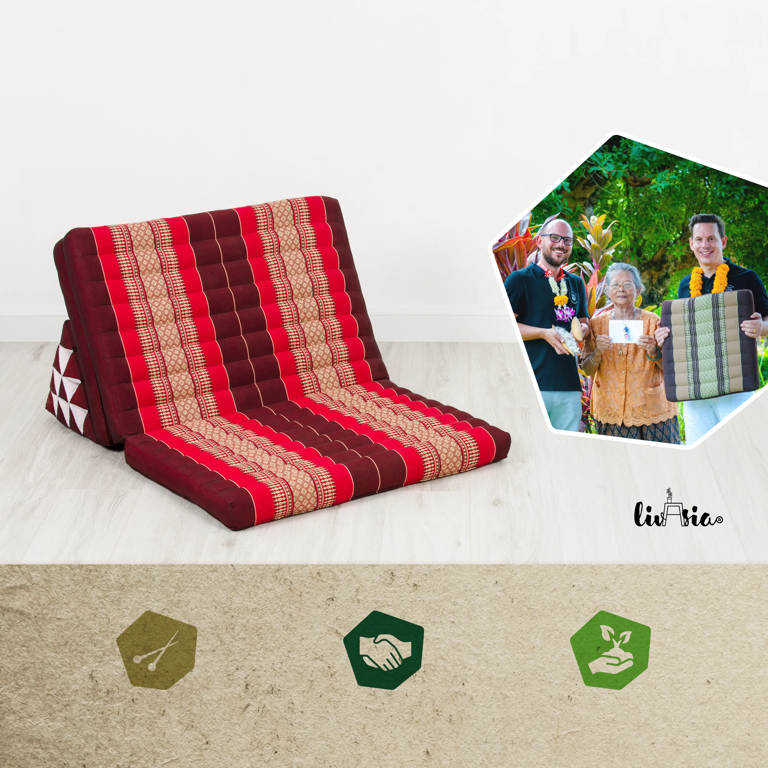 Coussin thaï en kapok largeur XXL