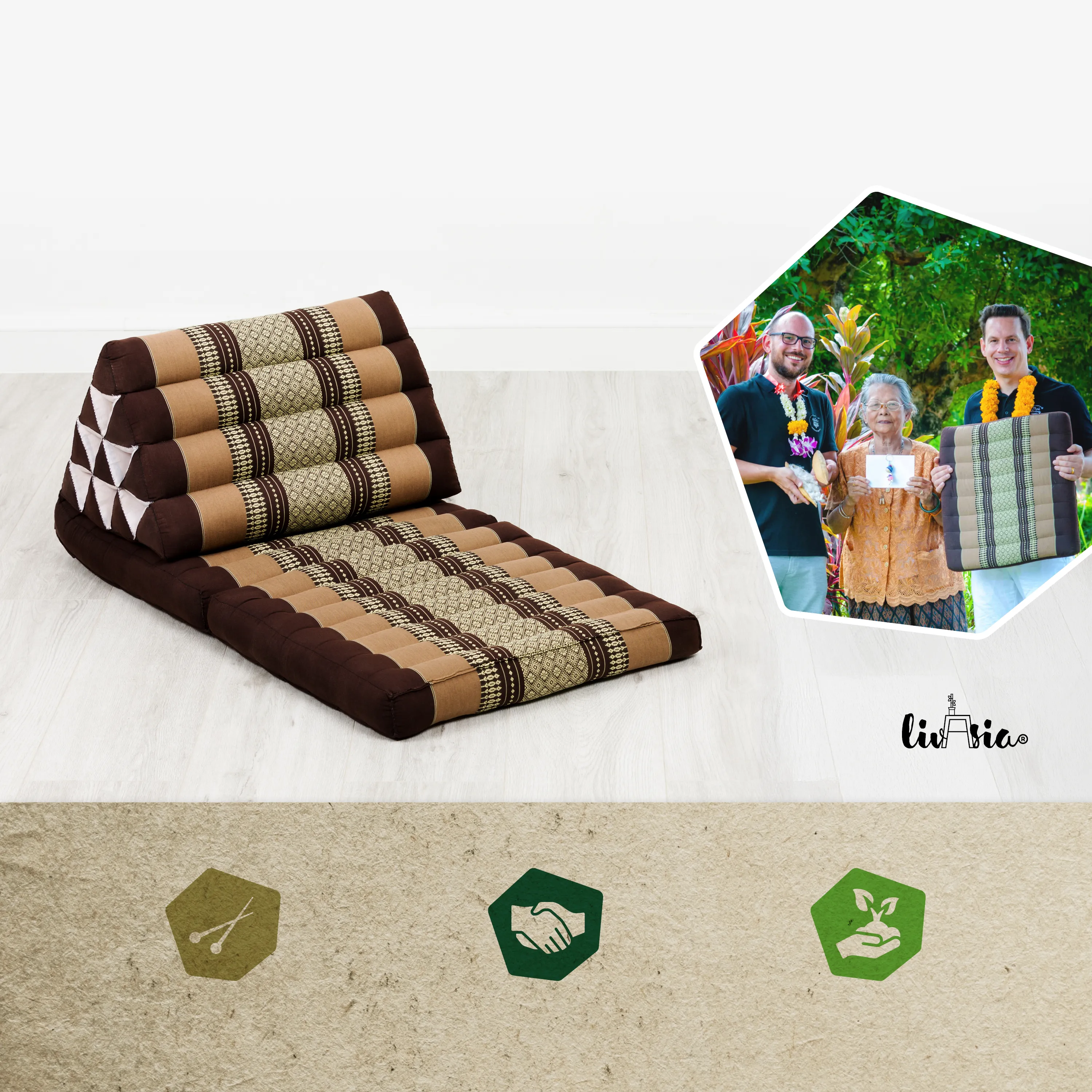 Coussin thaï avec matelas 2 parties en kapok