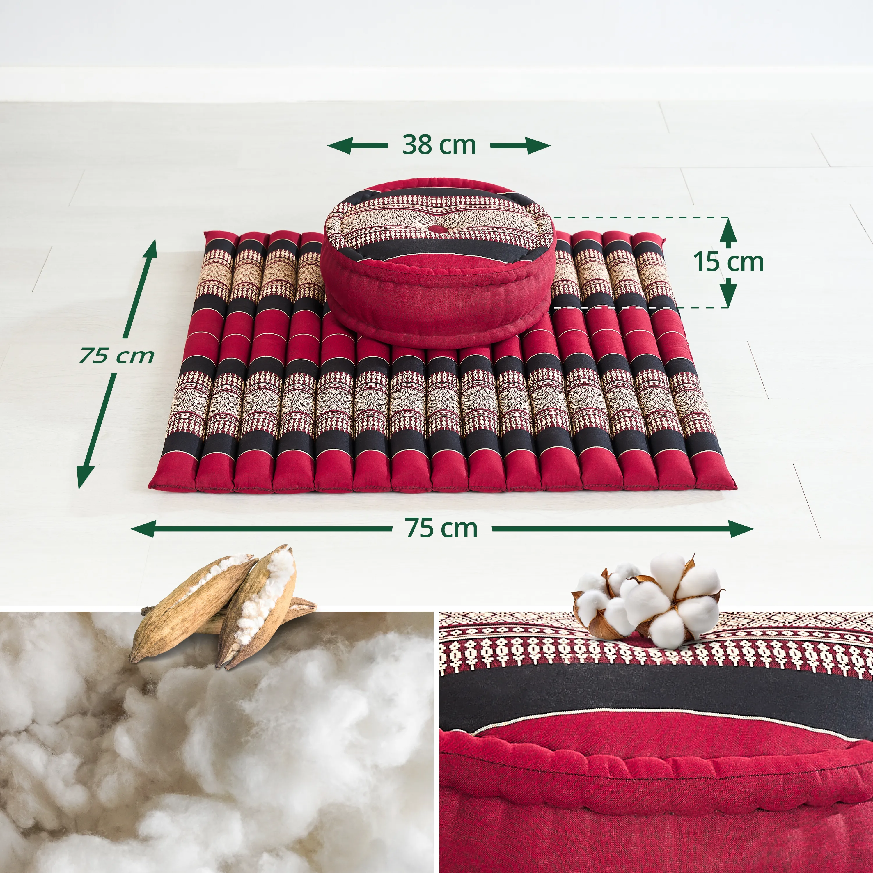 Set de coussins de méditation en kapok XL