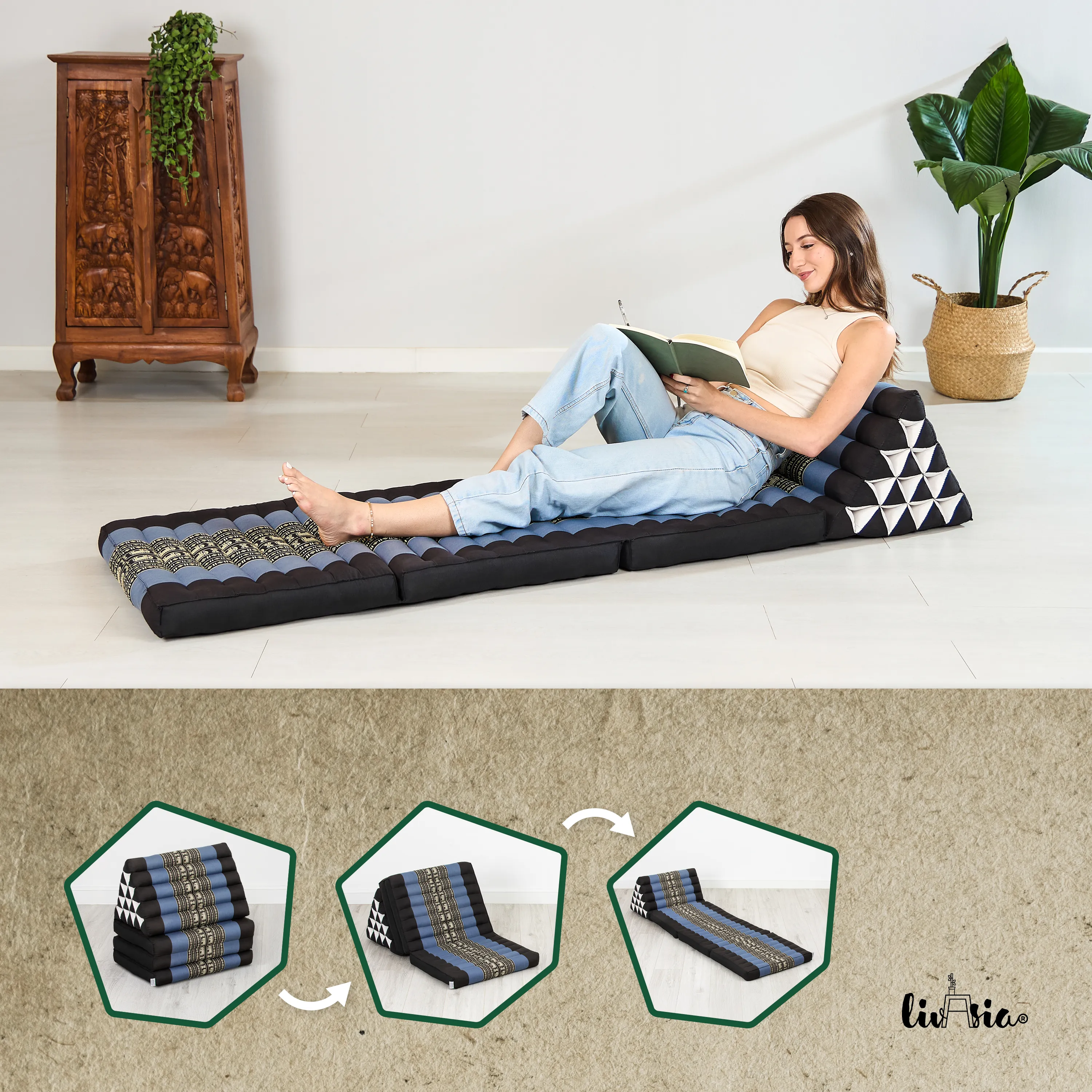 Coussin thaï en kapok hauteur XXL