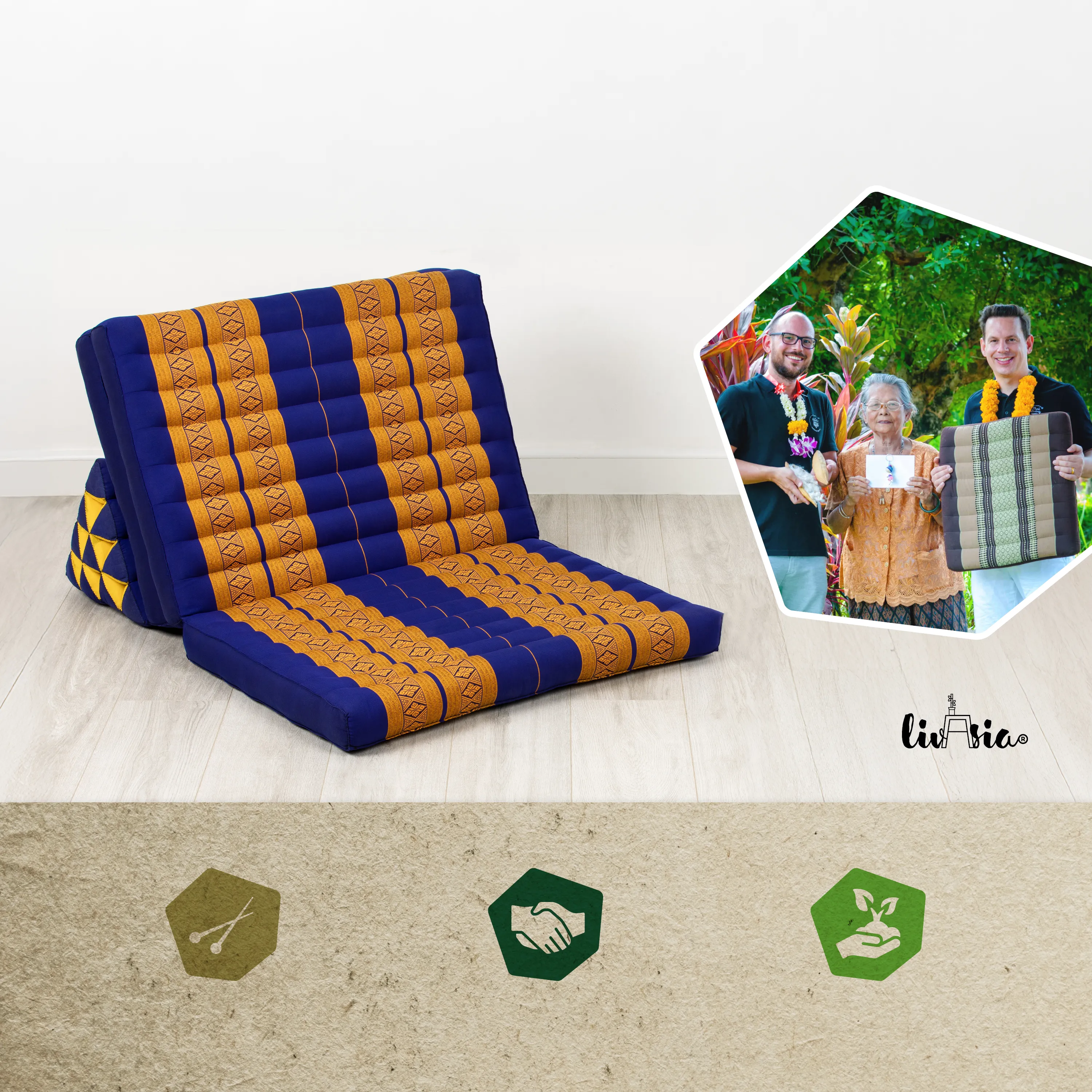 Coussin thaï en kapok largeur XXL
