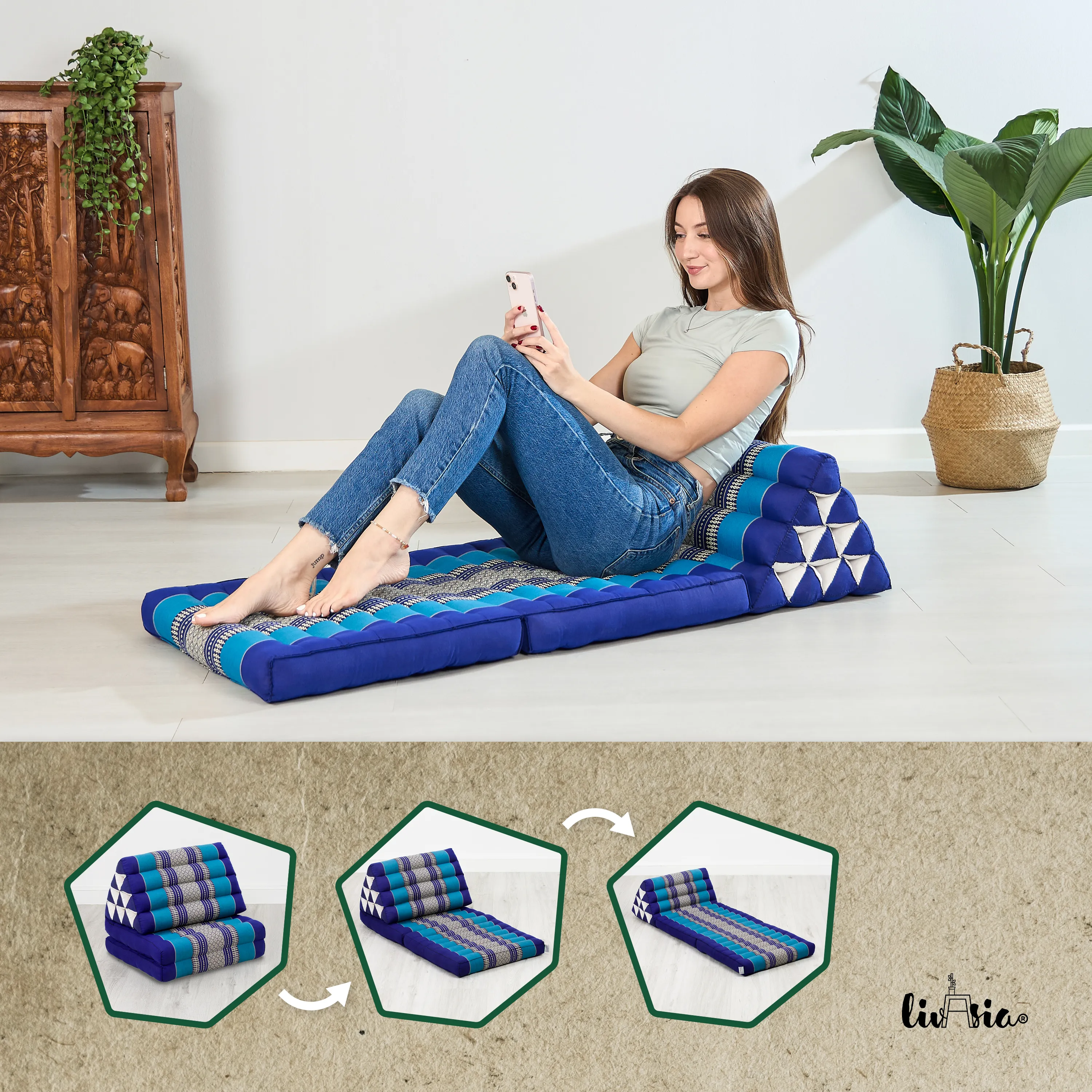 Coussin thaï avec matelas 2 parties en kapok