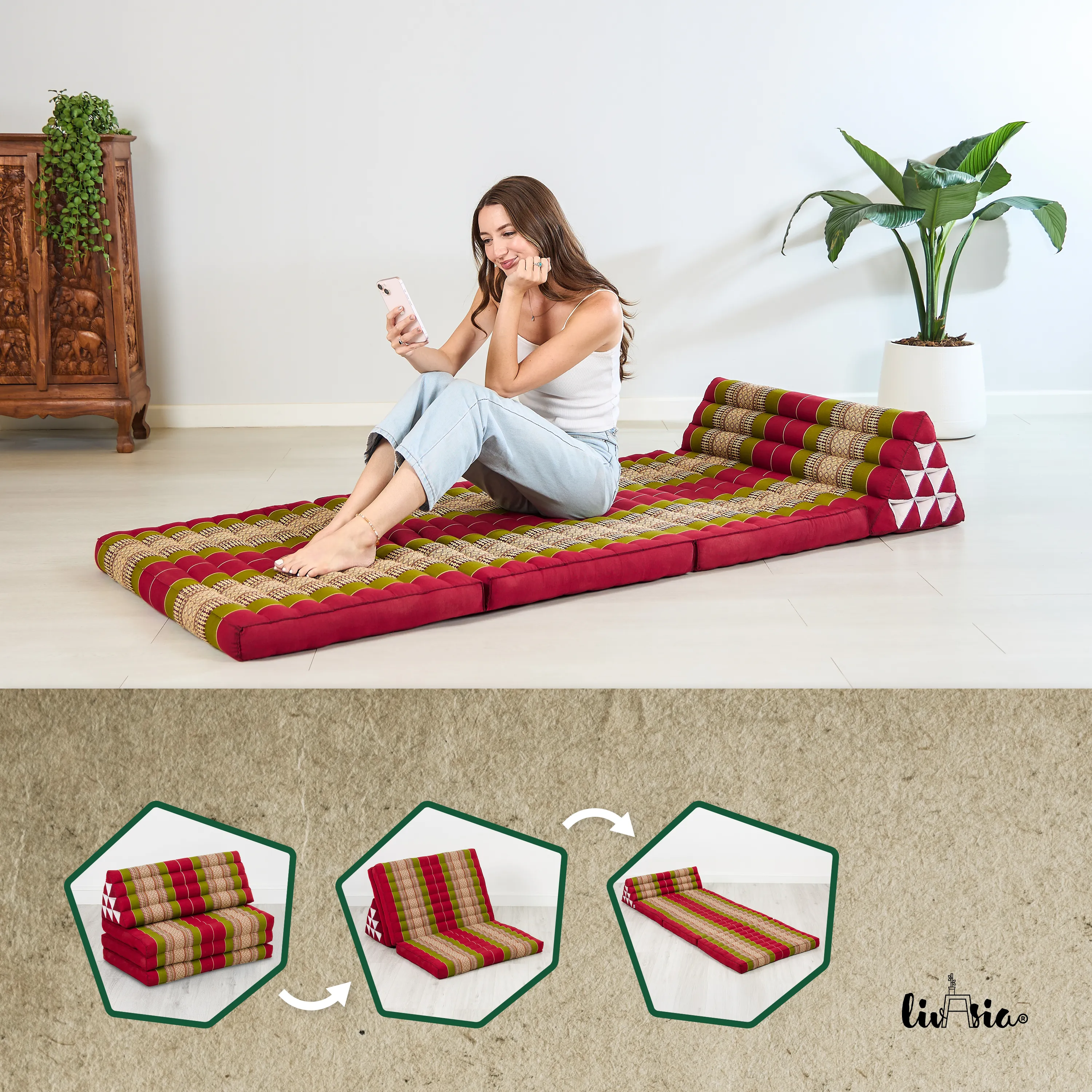 Coussin thaï en kapok largeur XXL