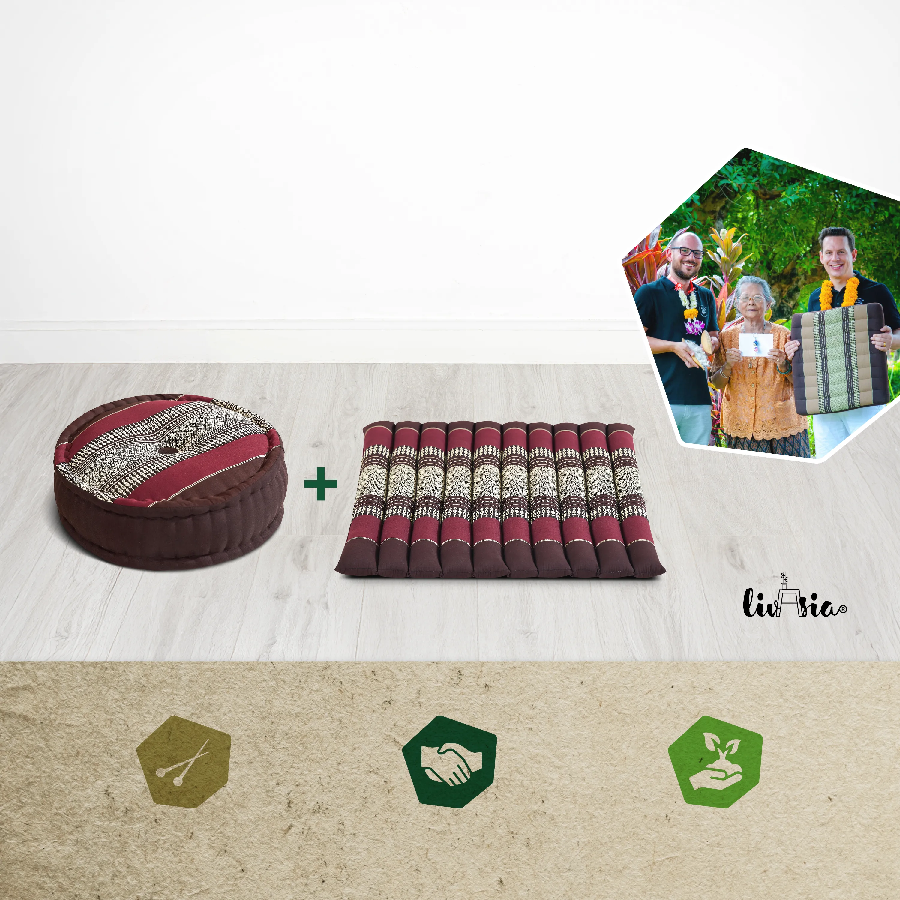 Set de coussins de méditation en kapok L