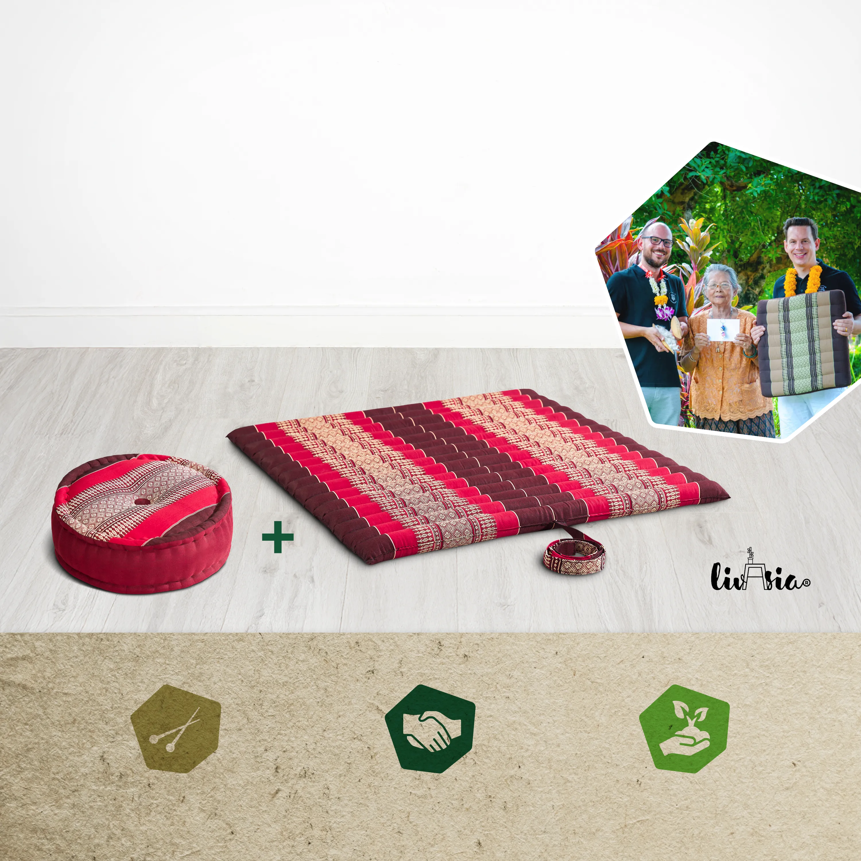 Set de coussins de méditation en kapok XL