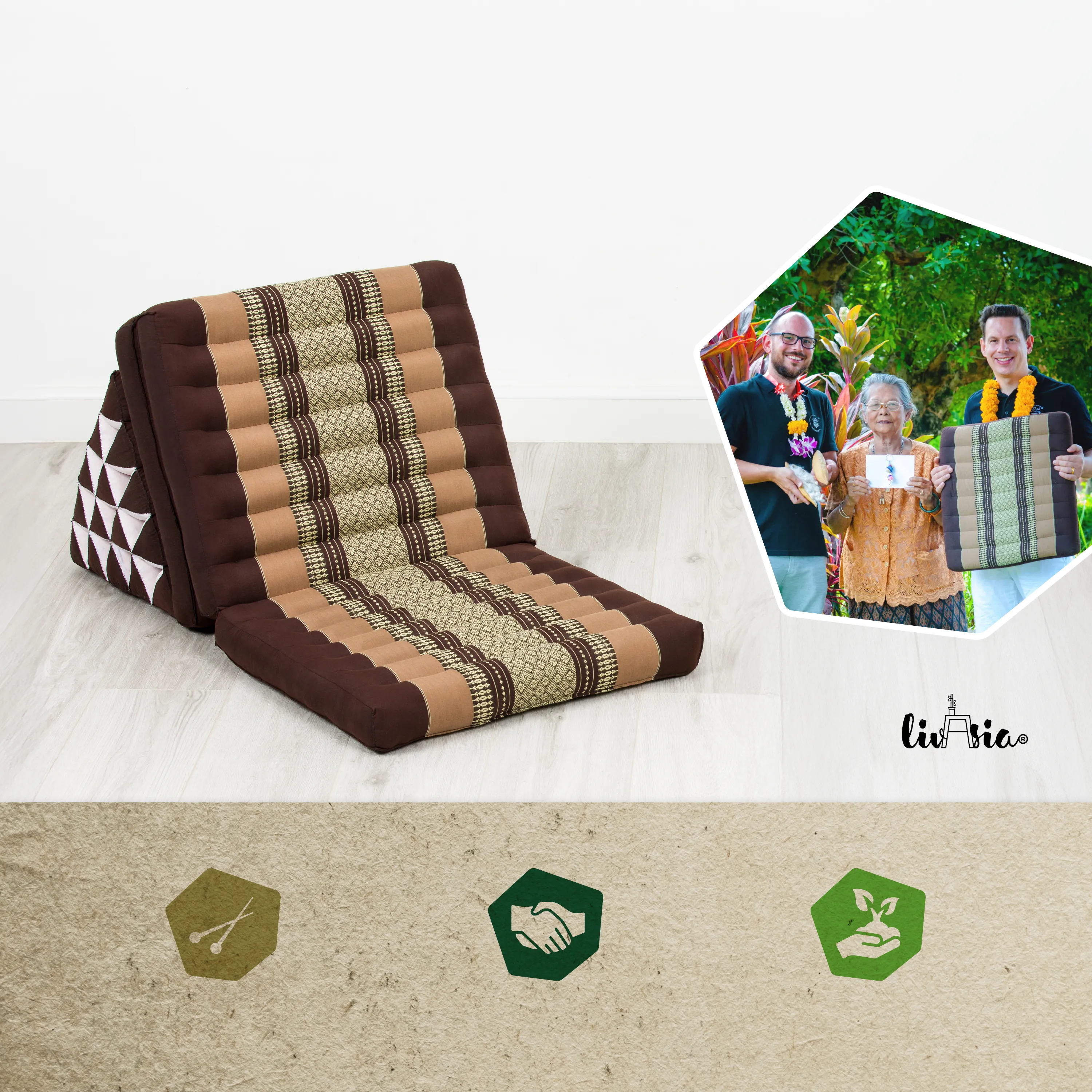 Coussin thaï en kapok hauteur XXL