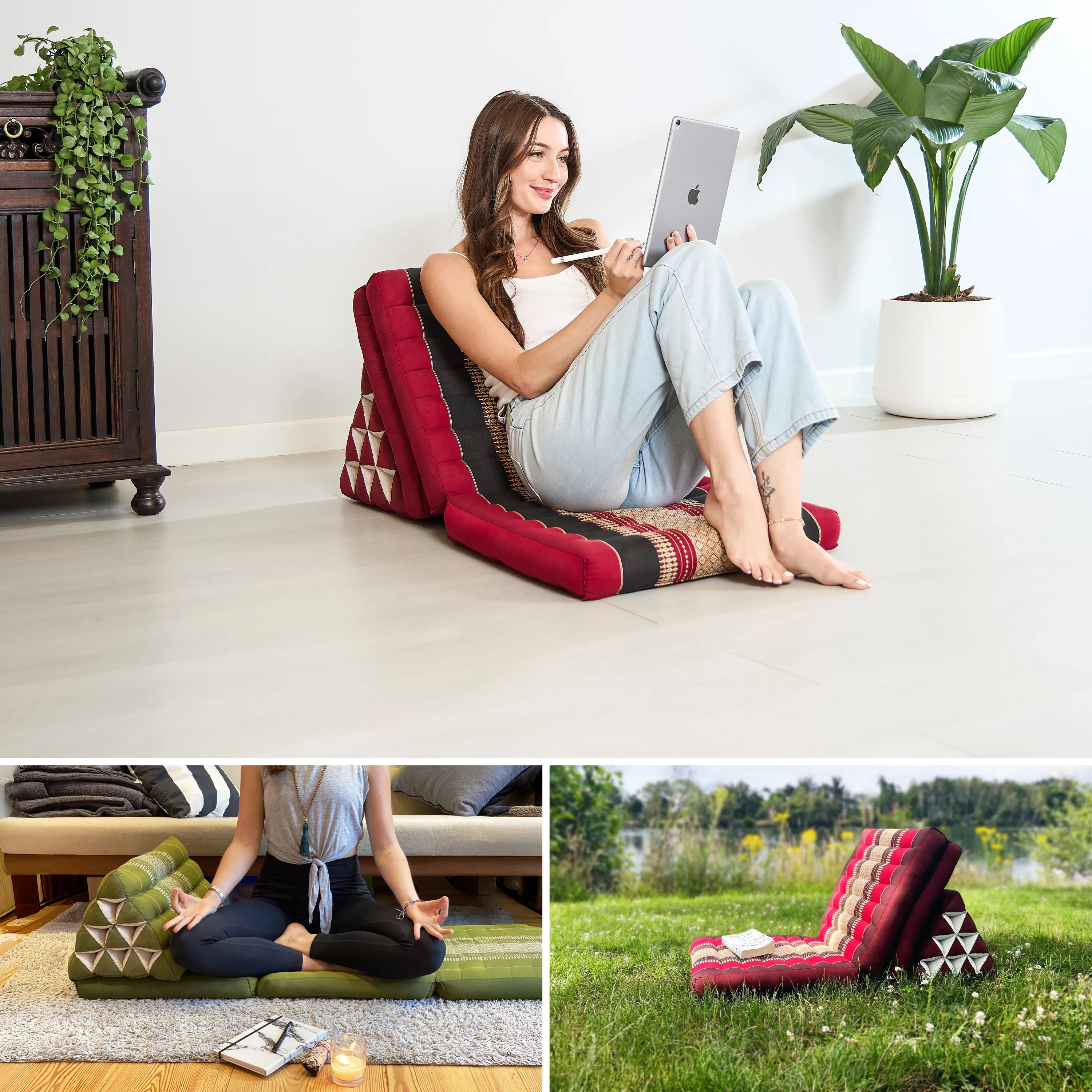 Coussin thaï avec matelas 3 parties en kapok, Classic
