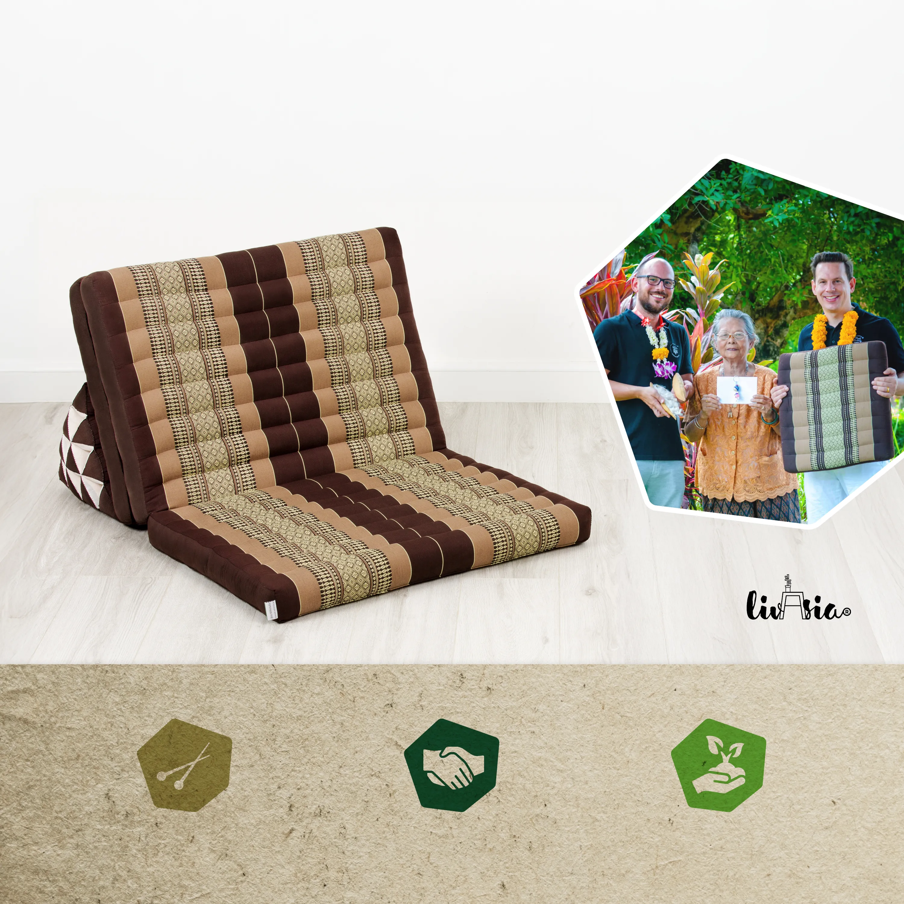Coussin thaï en kapok largeur XXL