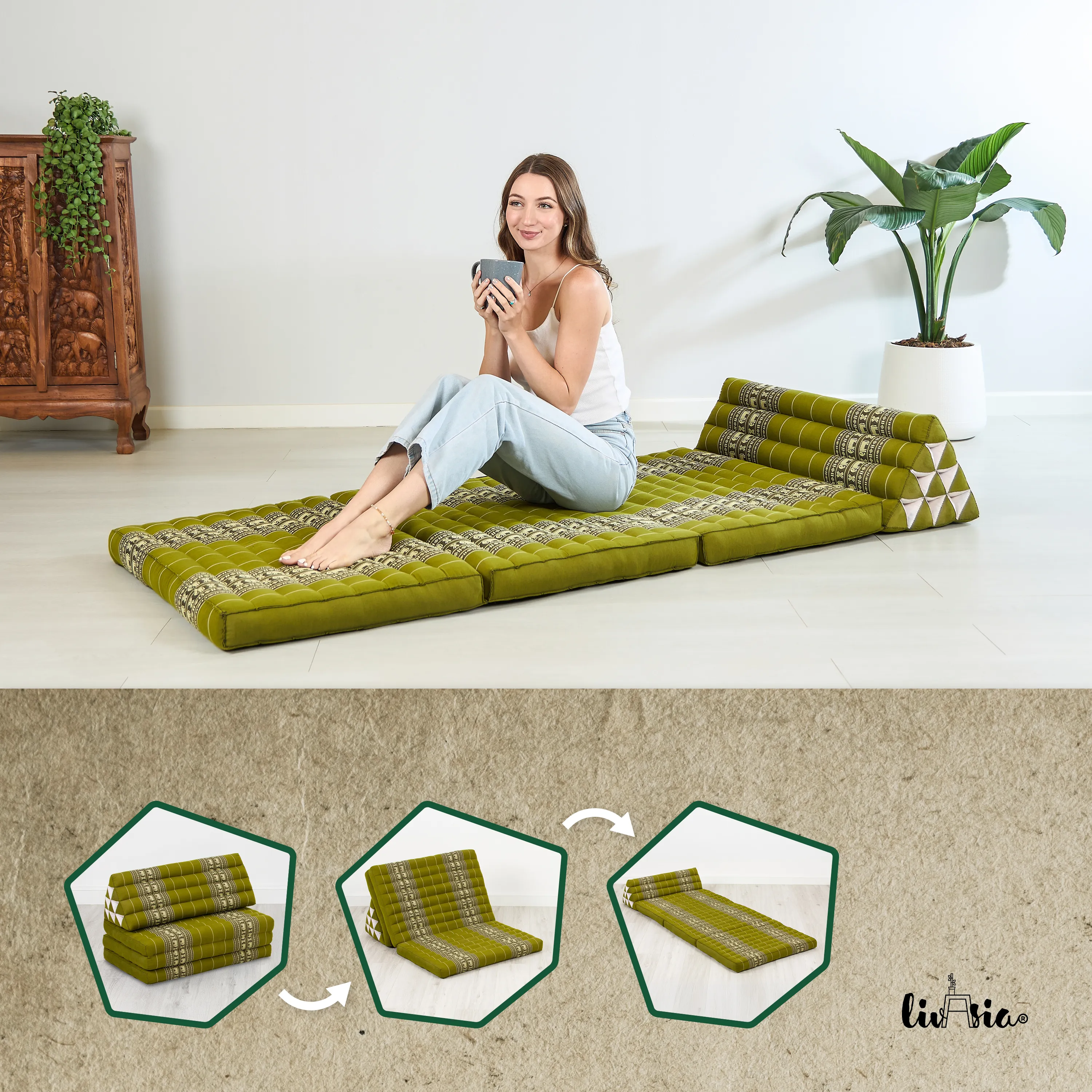 Coussin thaï en kapok largeur XXL