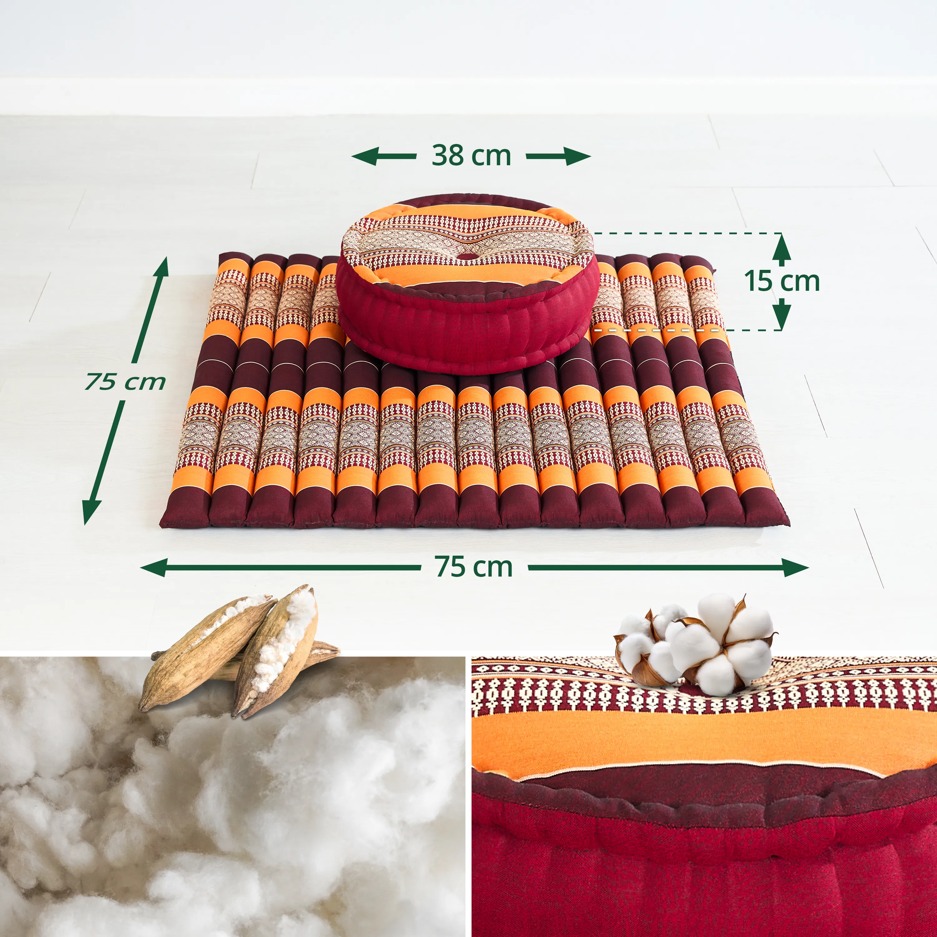 Set de coussins de méditation en kapok XL