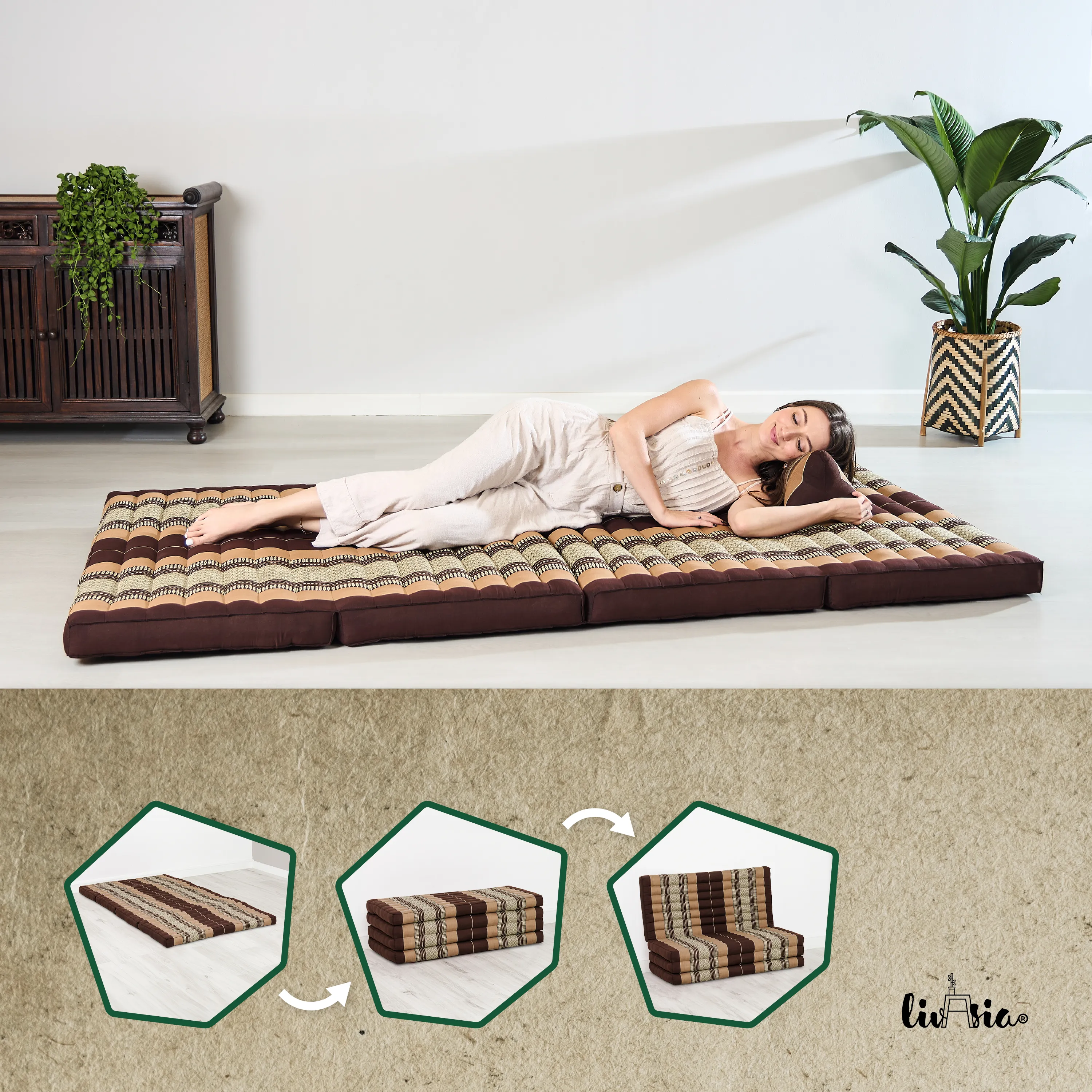Matelas pliable en kapok, 110 cm de large, Classic