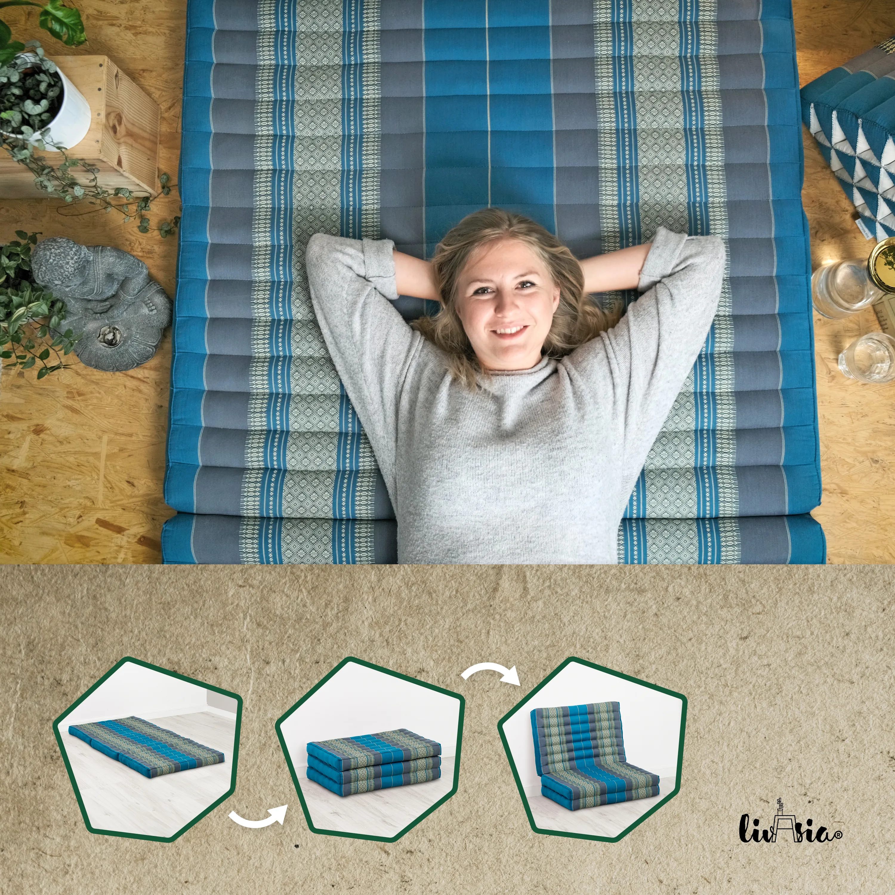 Matelas pliable pour enfant en kapok, 70 cm de large