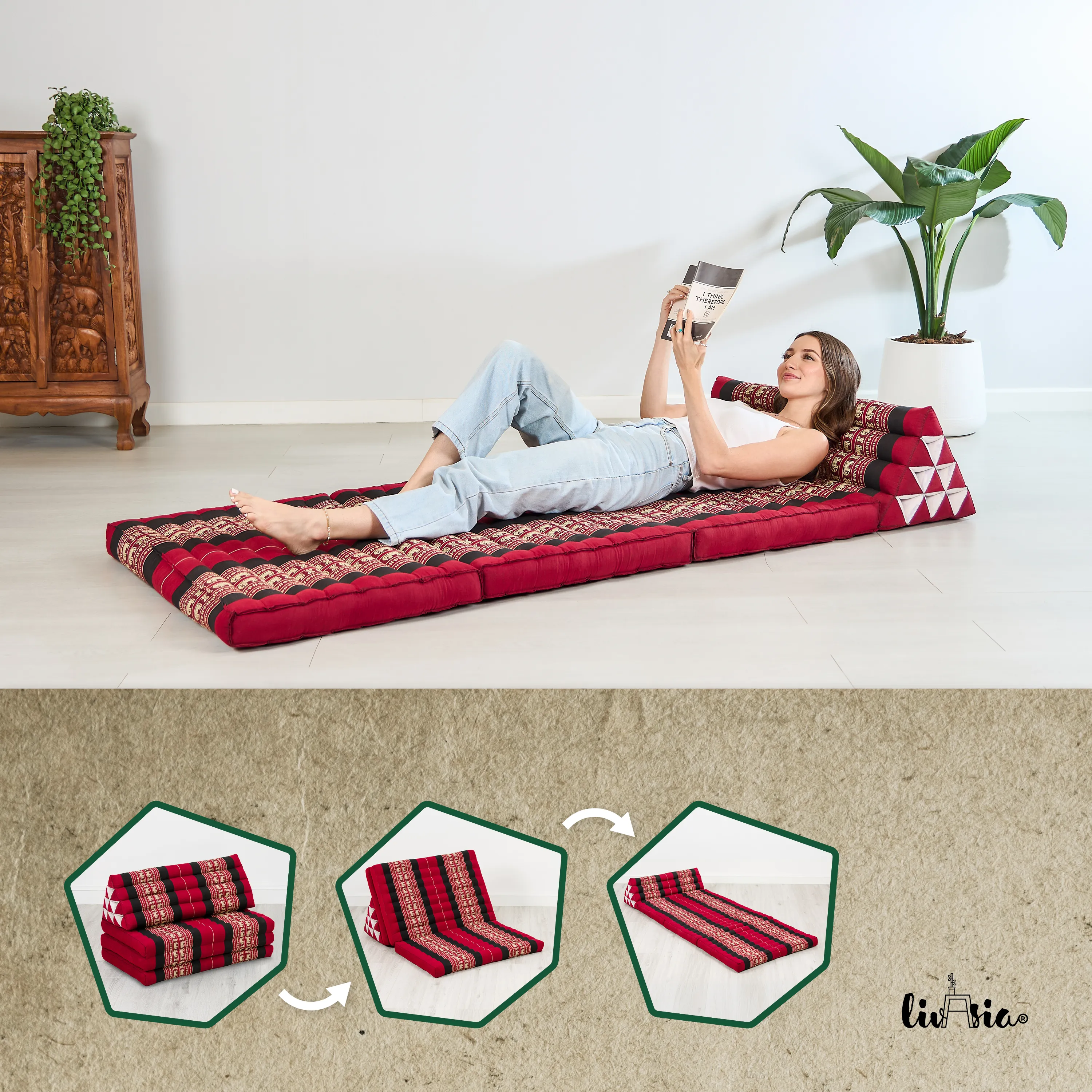 Coussin thaï en kapok largeur XXL