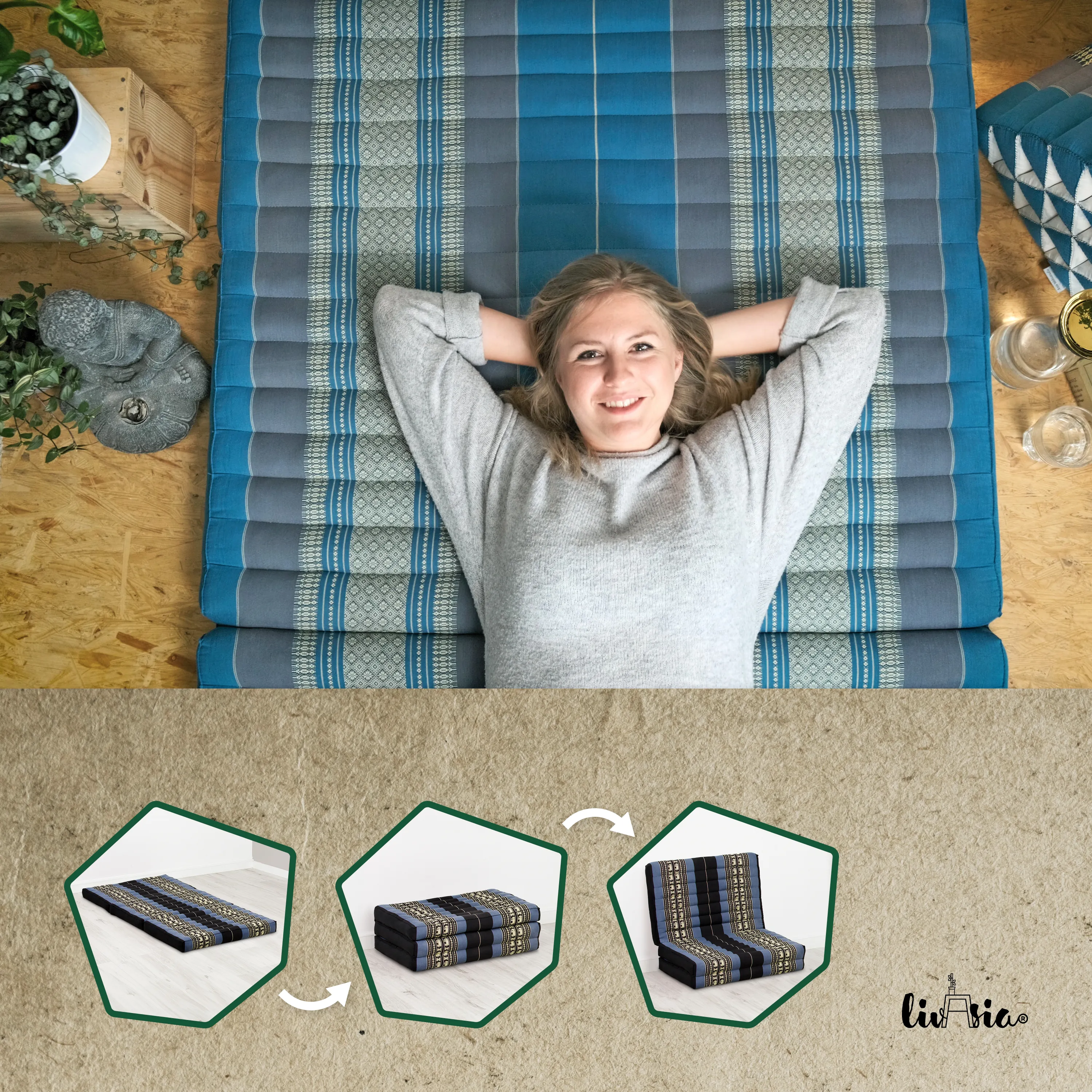 Matelas pliable pour enfant en kapok, 70 cm de large