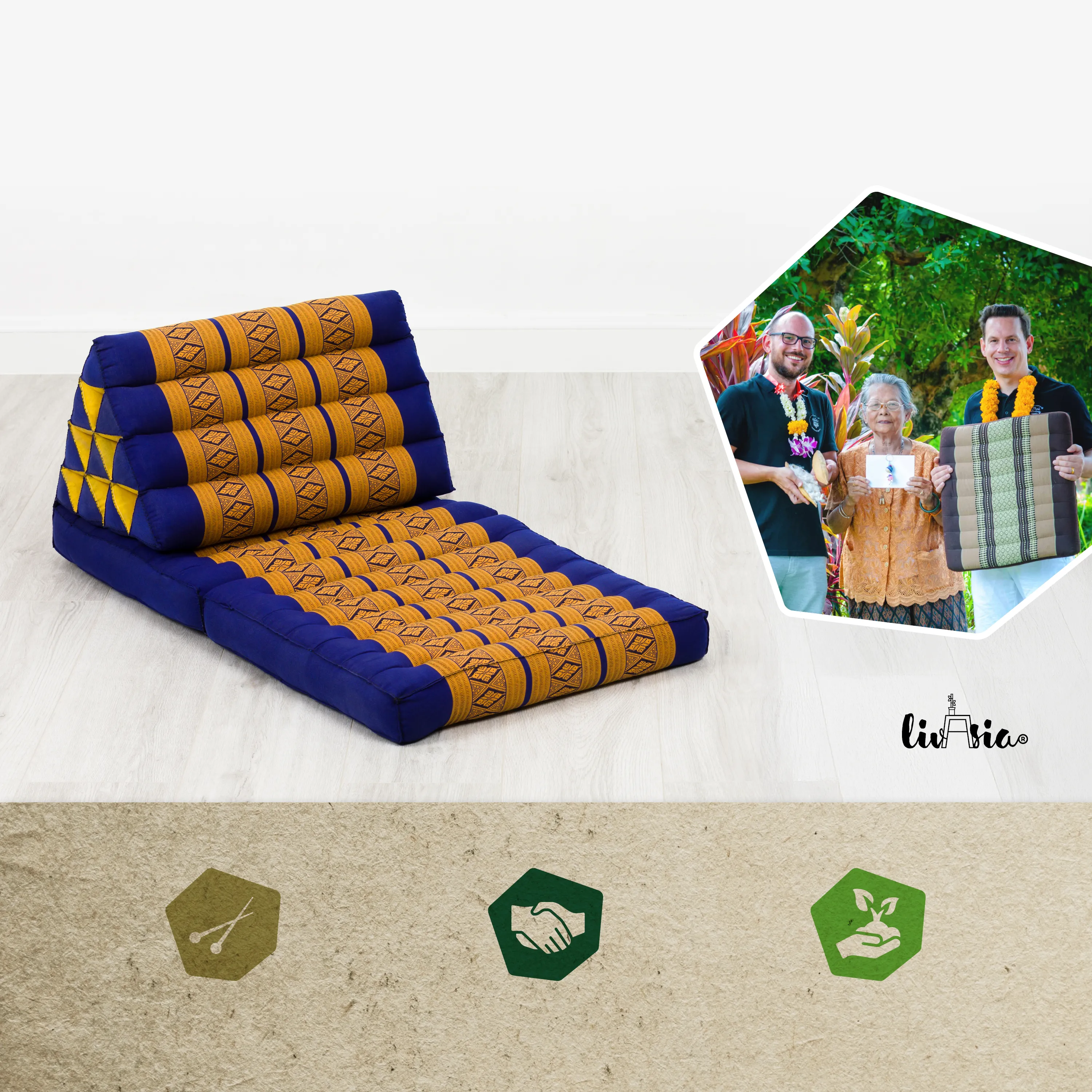 Coussin thaï avec matelas 2 parties en kapok