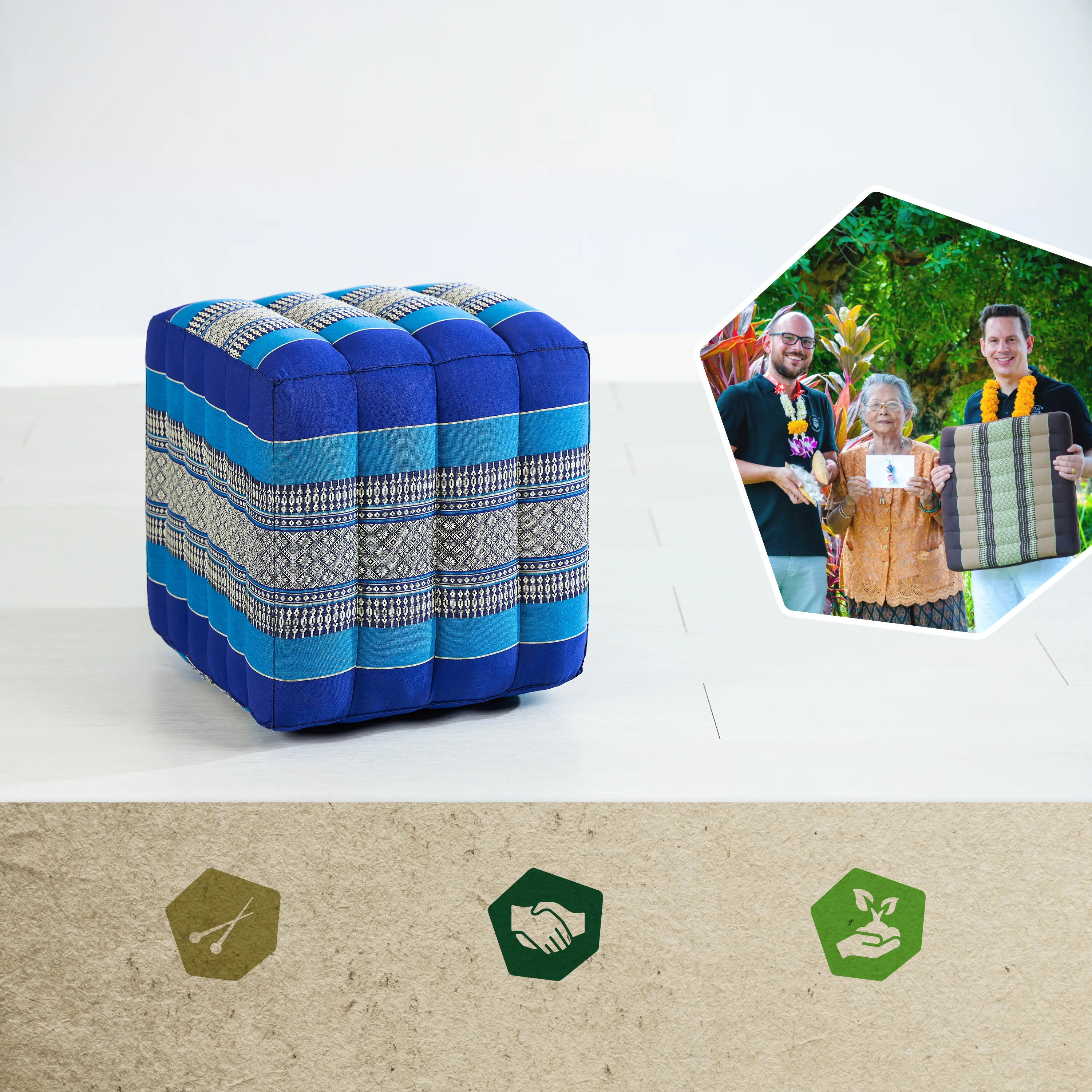 Coussin cube en kapok