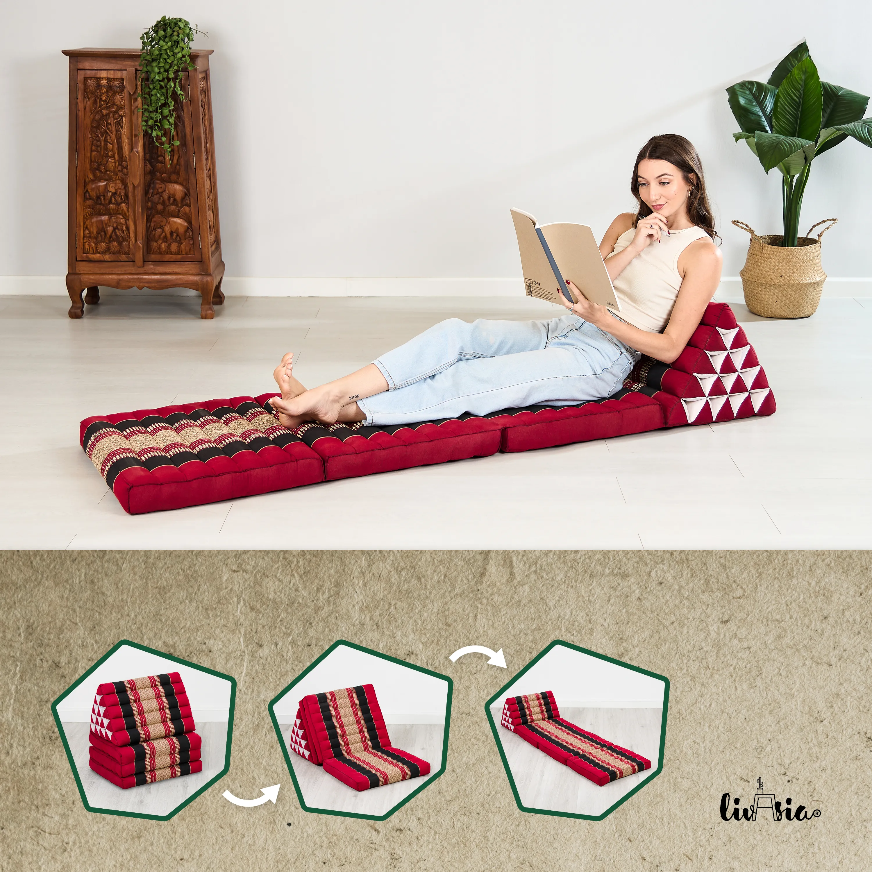 Coussin thaï en kapok hauteur XXL